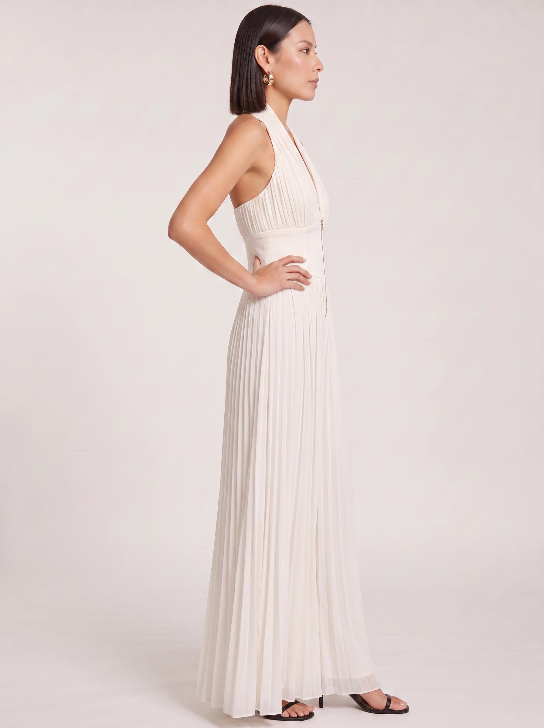 Solene Pleated Halter Wide-Leg Jumpsuit – Formal Wear Women Evening Wedding Guest Elegant Long Jumpsuit