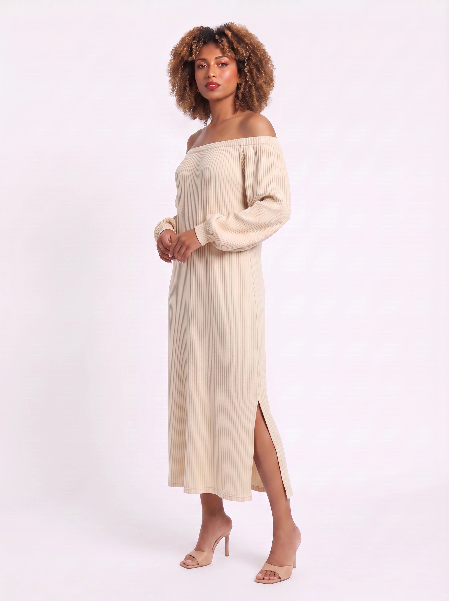 Rigatta Off-Shoulder Striped Maxi Dress – Women Summer Boho Casual Beach Vacation Sundress Maxi Dress