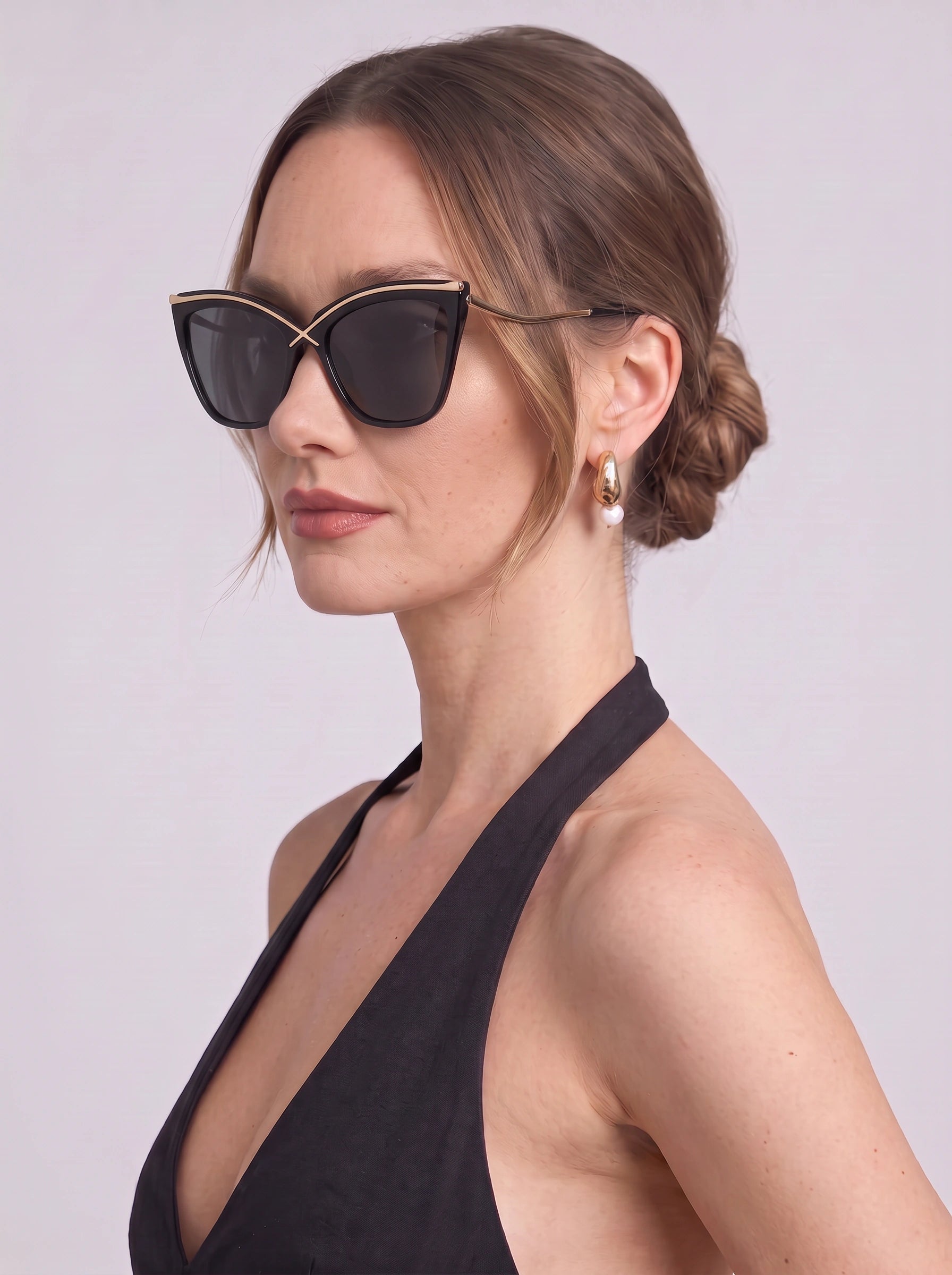 Veylen Oversized Cat-Eye Sunglasses – Women Designer Gradient Lens Tortoiseshell Square Frame UV Protection