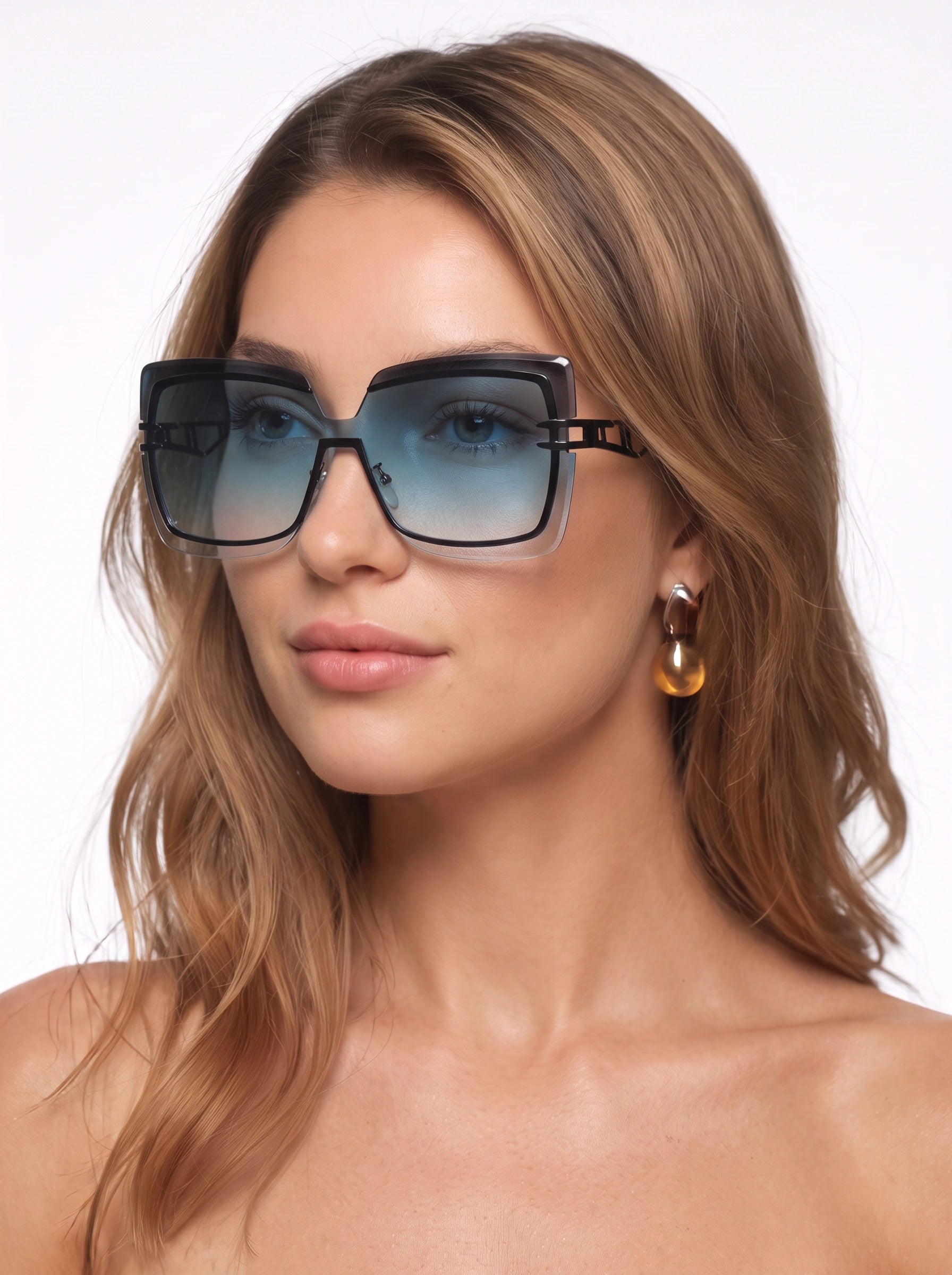 Rimarch Oversized Square Sunglasses – Women Gradient Lens Statement Luxury Designer Big Square Frame Sunglasses