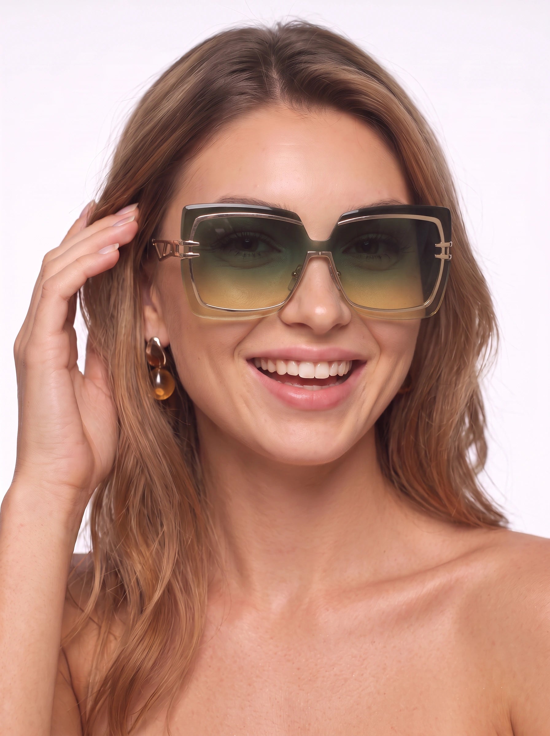 Rimarch Oversized Square Sunglasses – Women Gradient Lens Statement Luxury Designer Big Square Frame Sunglasses