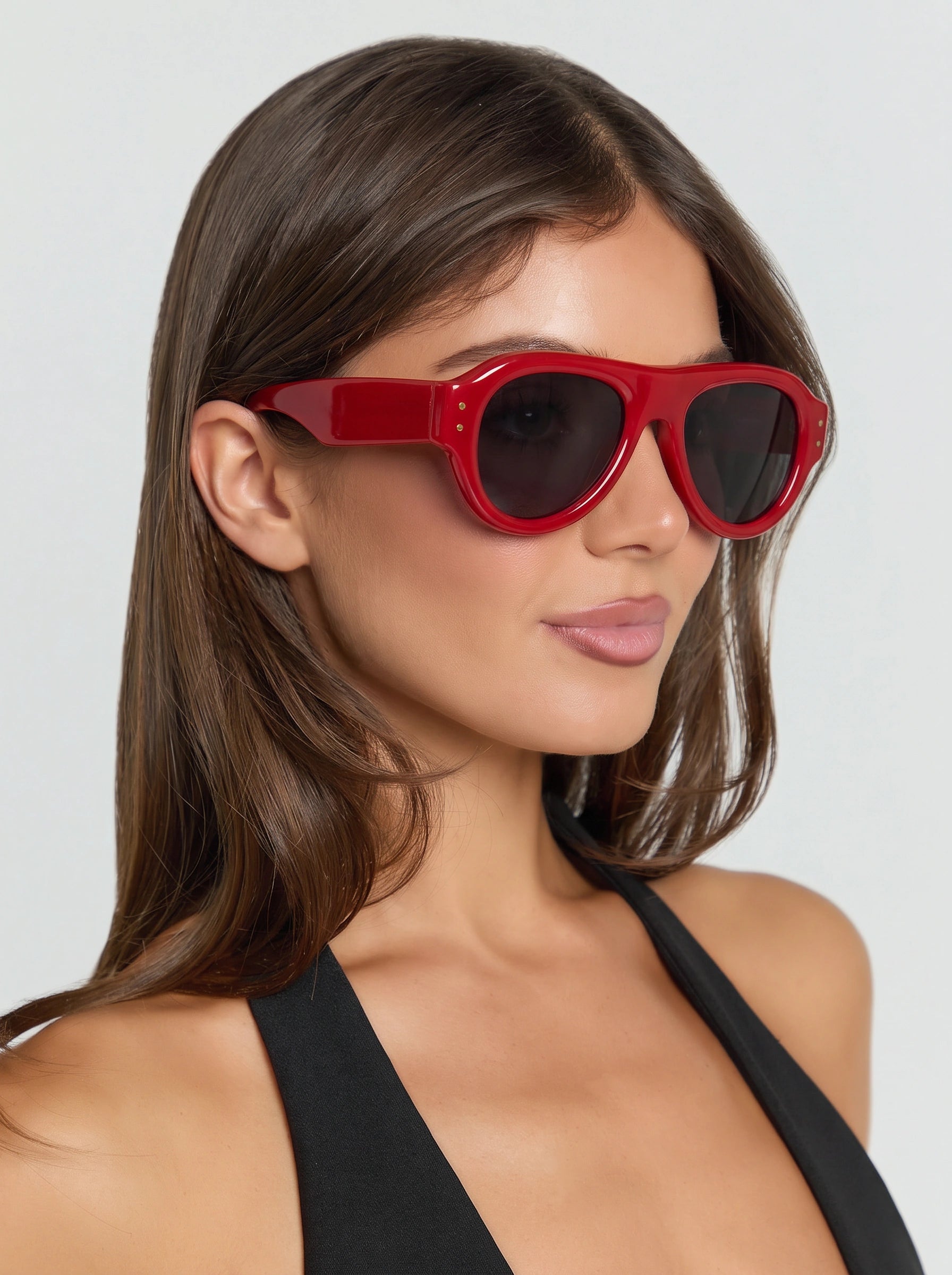 Rossima Oversized Aviator Sunglasses – Women Fashion Sunglasses Statement Eyewear Retro Bold Frame UV Protection Red Accessories