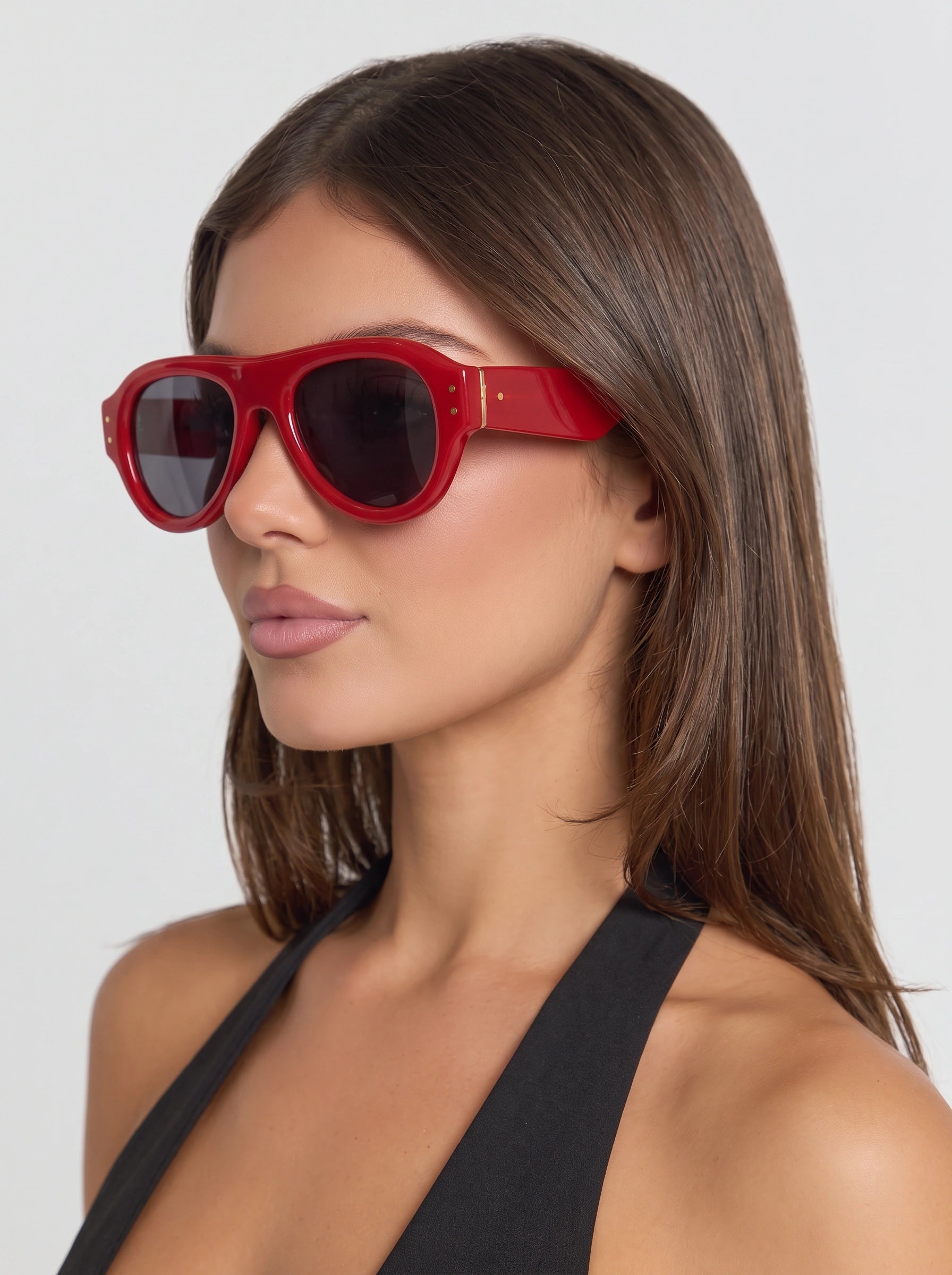 Rossima Oversized Aviator Sunglasses – Women Fashion Sunglasses Statement Eyewear Retro Bold Frame UV Protection Red Accessories