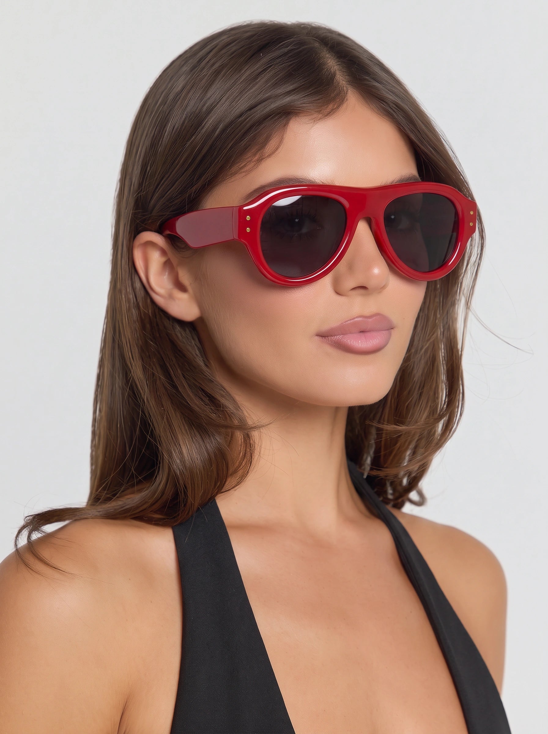 Rossima Oversized Aviator Sunglasses – Women Fashion Sunglasses Statement Eyewear Retro Bold Frame UV Protection Red Accessories