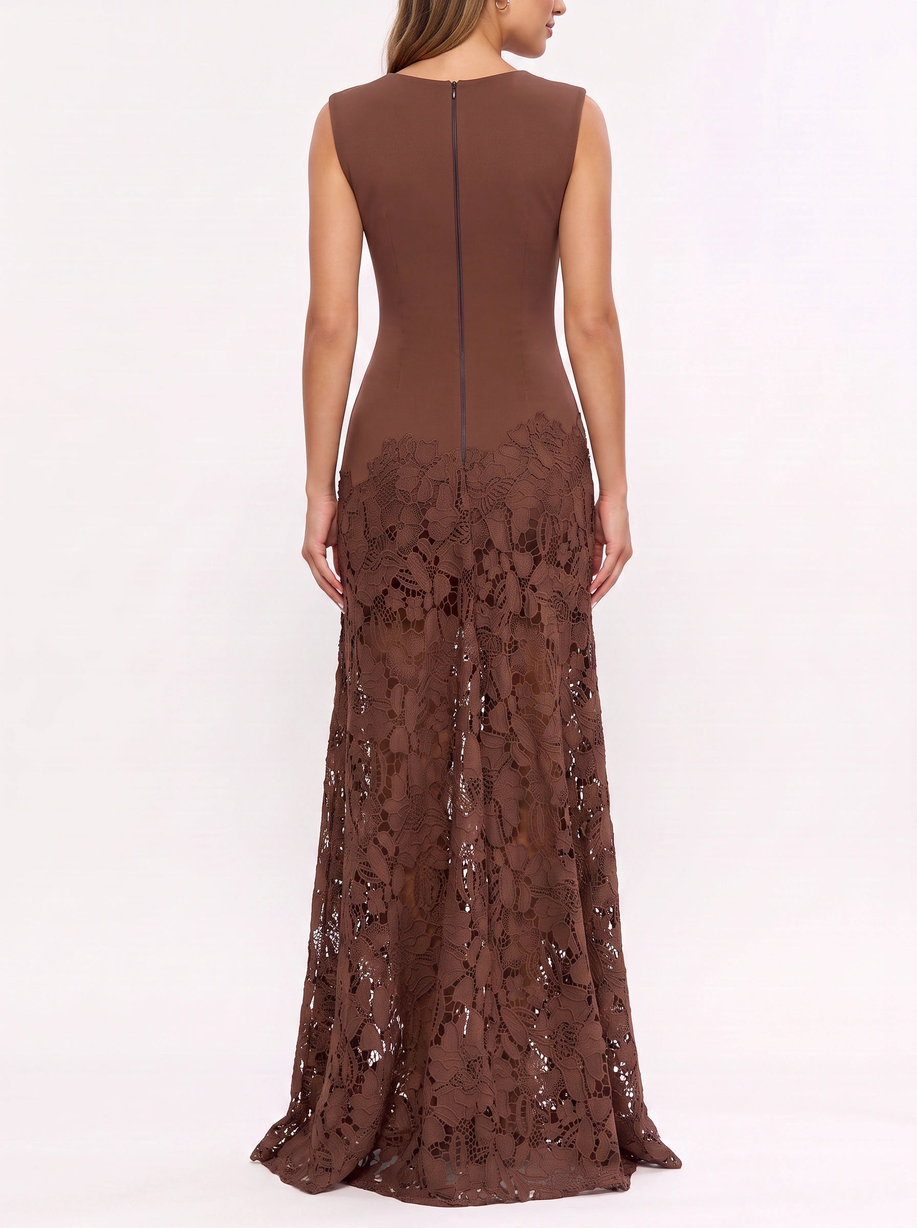 Florenta Sleeveless Lace Hem Maxi Dress – Formal Evening Women Wedding Guest Elegant Long Formal Dress