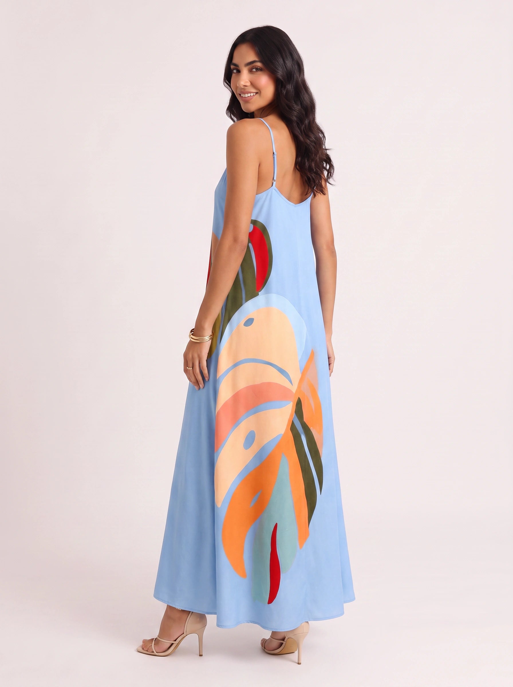 Palmiro Abstract Print Maxi Dress – Sleeveless V-Neck Women Summer Sundress Cocktail Formal Vacation Maxi Dress