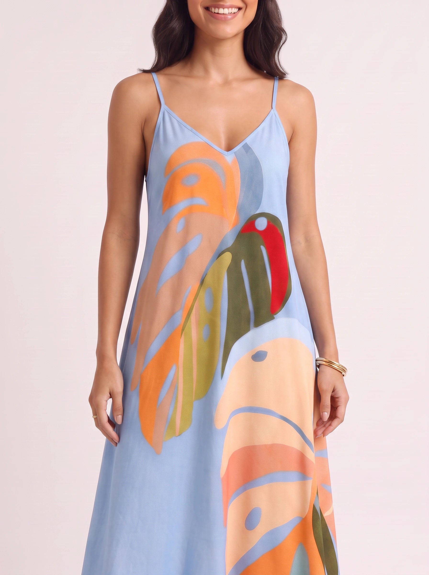 Palmiro Abstract Print Maxi Dress – Sleeveless V-Neck Women Summer Sundress Cocktail Formal Vacation Maxi Dress