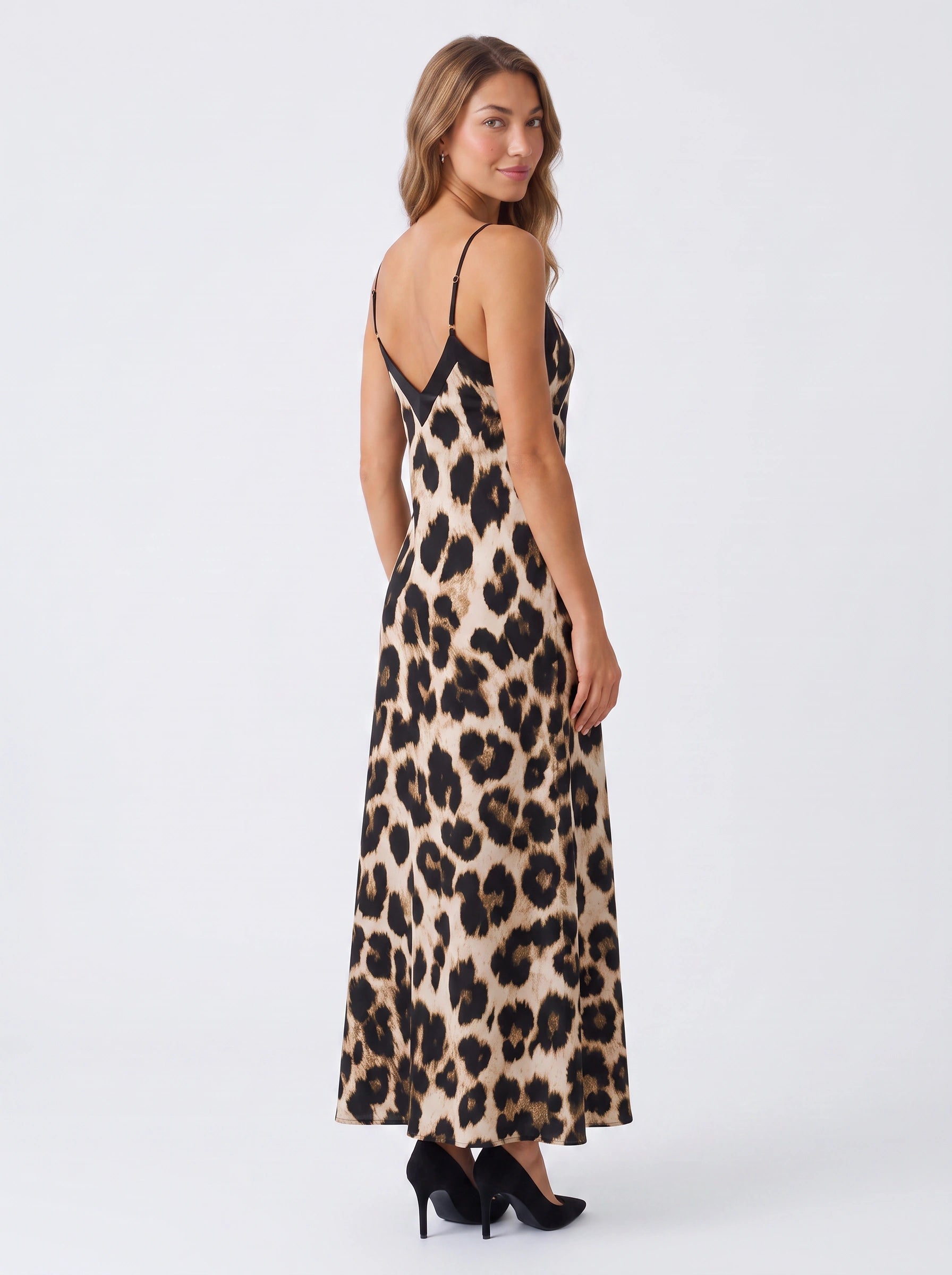 Gheparre Slip Maxi Dress – Leopard Print Cami Women Summer Vacation Beach Party Evening Maxi Dress