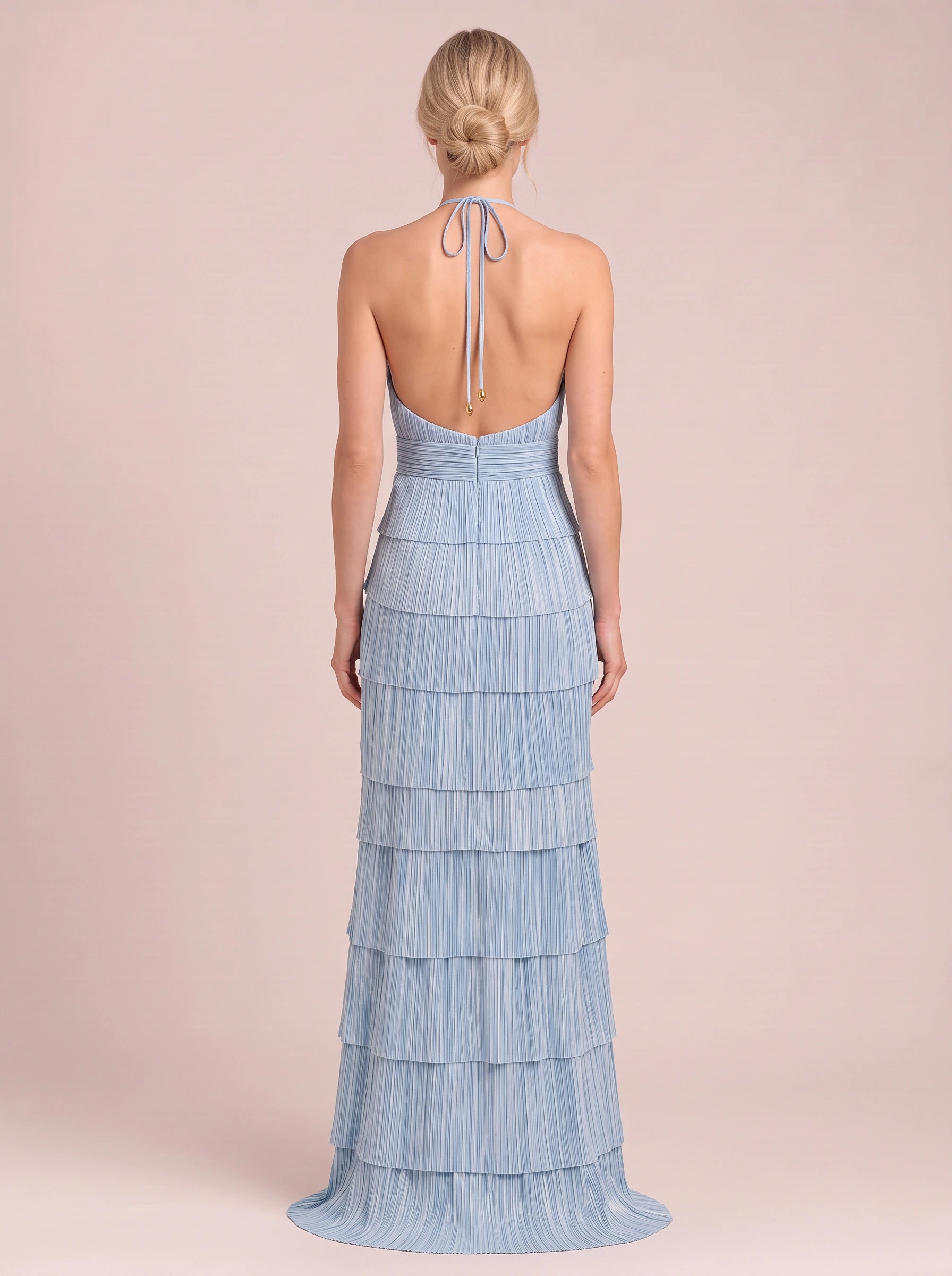 Stravae Tiered Halter Maxi Dress – Wedding Guest Dresses Women Formal Evening Party Elegant Maxi Dress