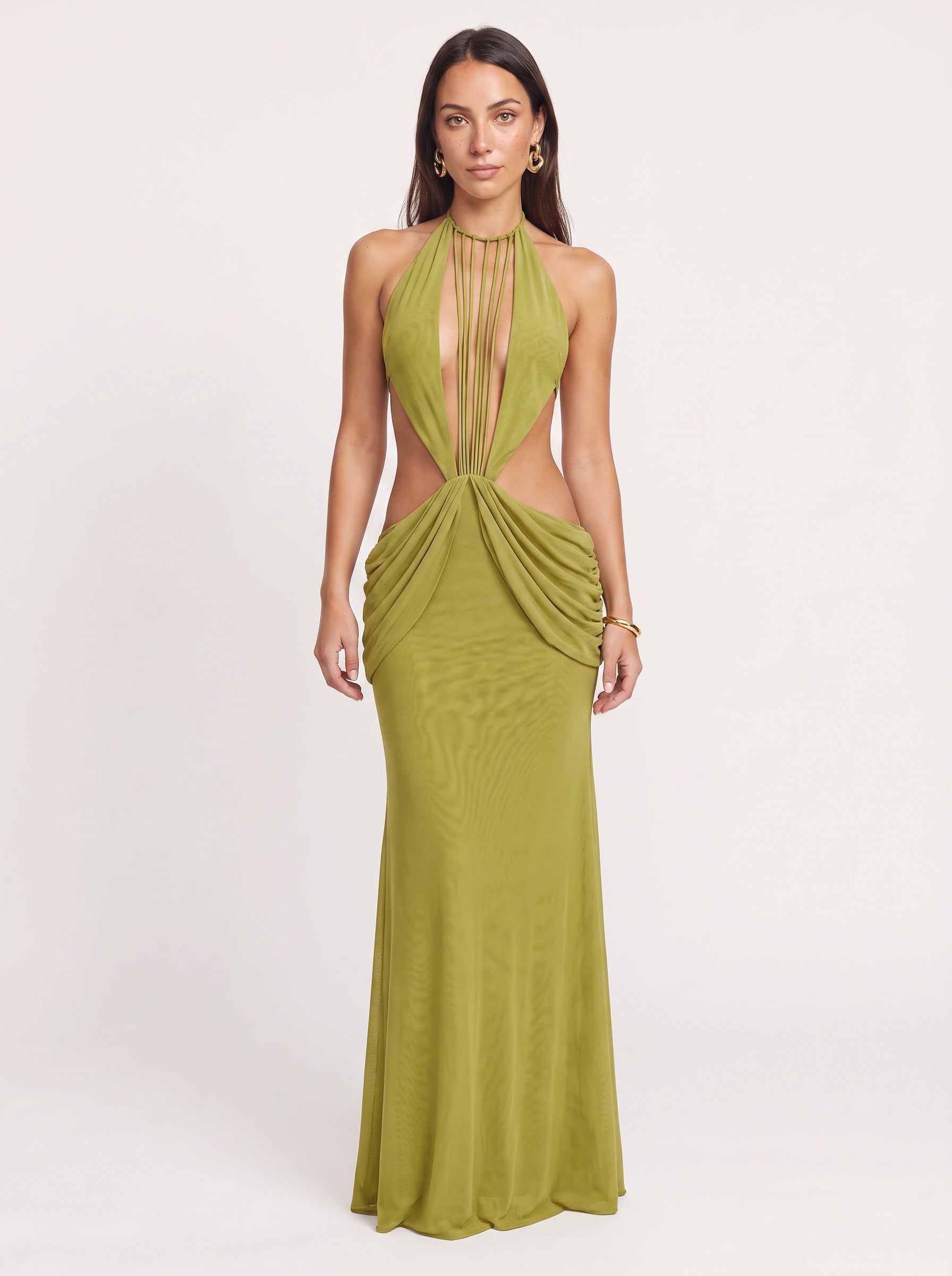 Wren Halter Cutout Maxi Dress – Summer Cocktail Formal Women Evening Party Bodycon Maxi Dress