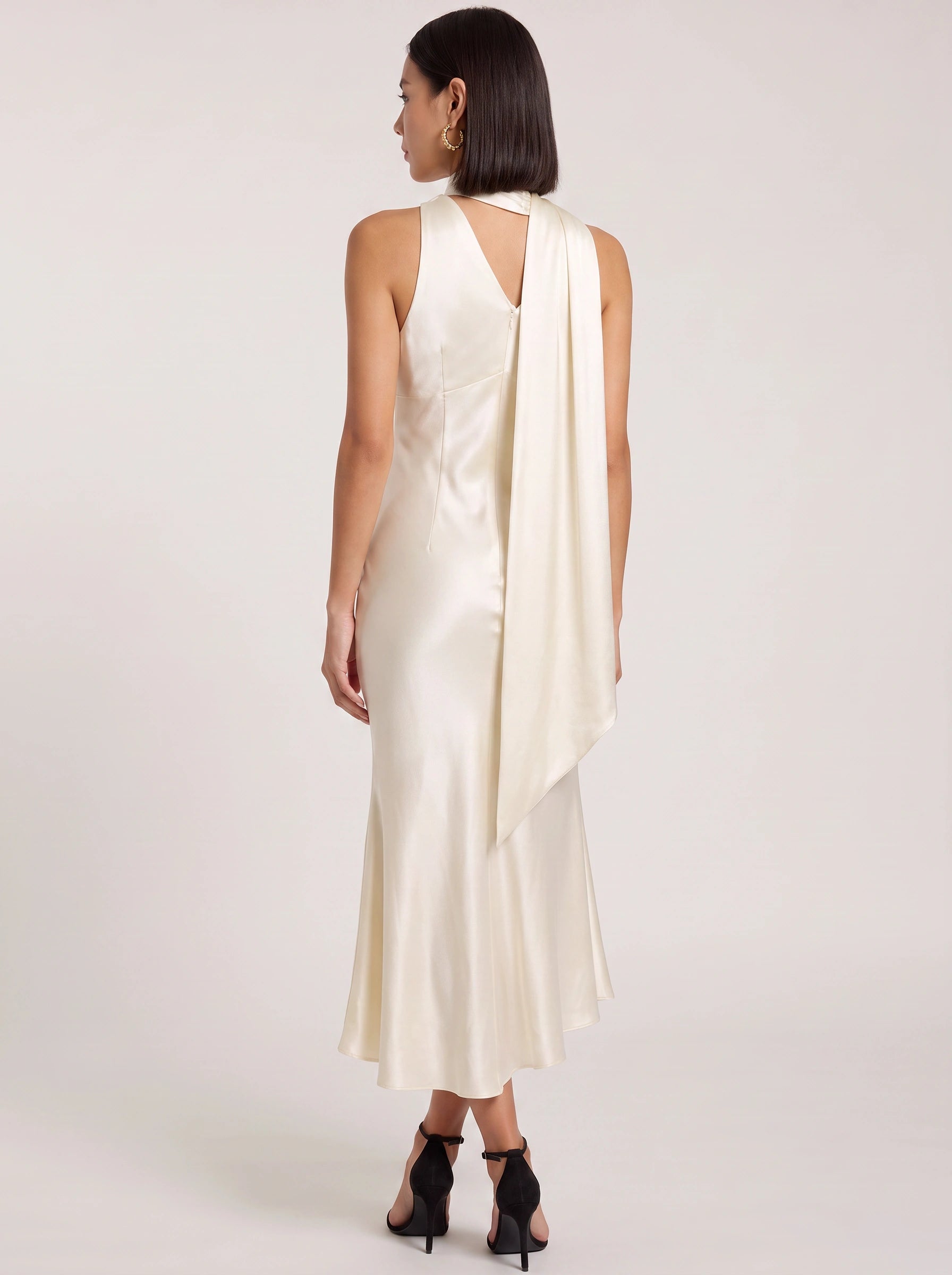 Ascenza One Shoulder Asymmetric Midi Dress – Satin Cocktail Dress Women Formal Wedding Guest Evening Midi Dress