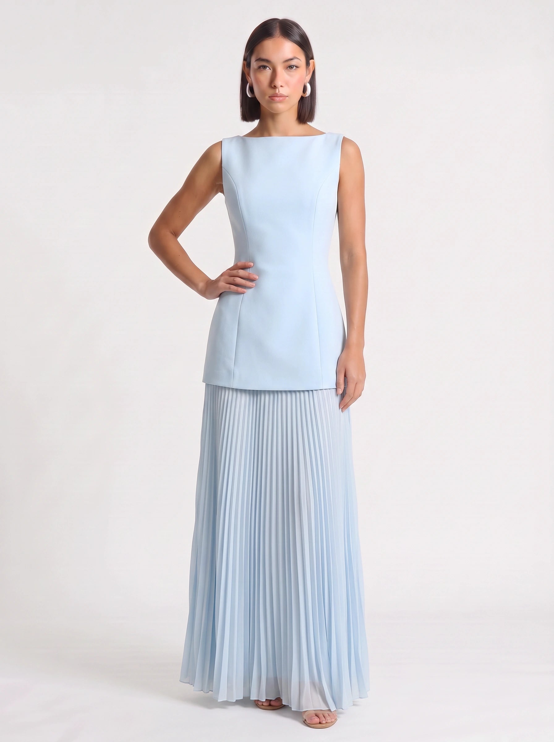 Pletura Sleeveless Pleated Maxi Dress – Formal Wedding Guest Elegant Evening Women Long Maxi Dress