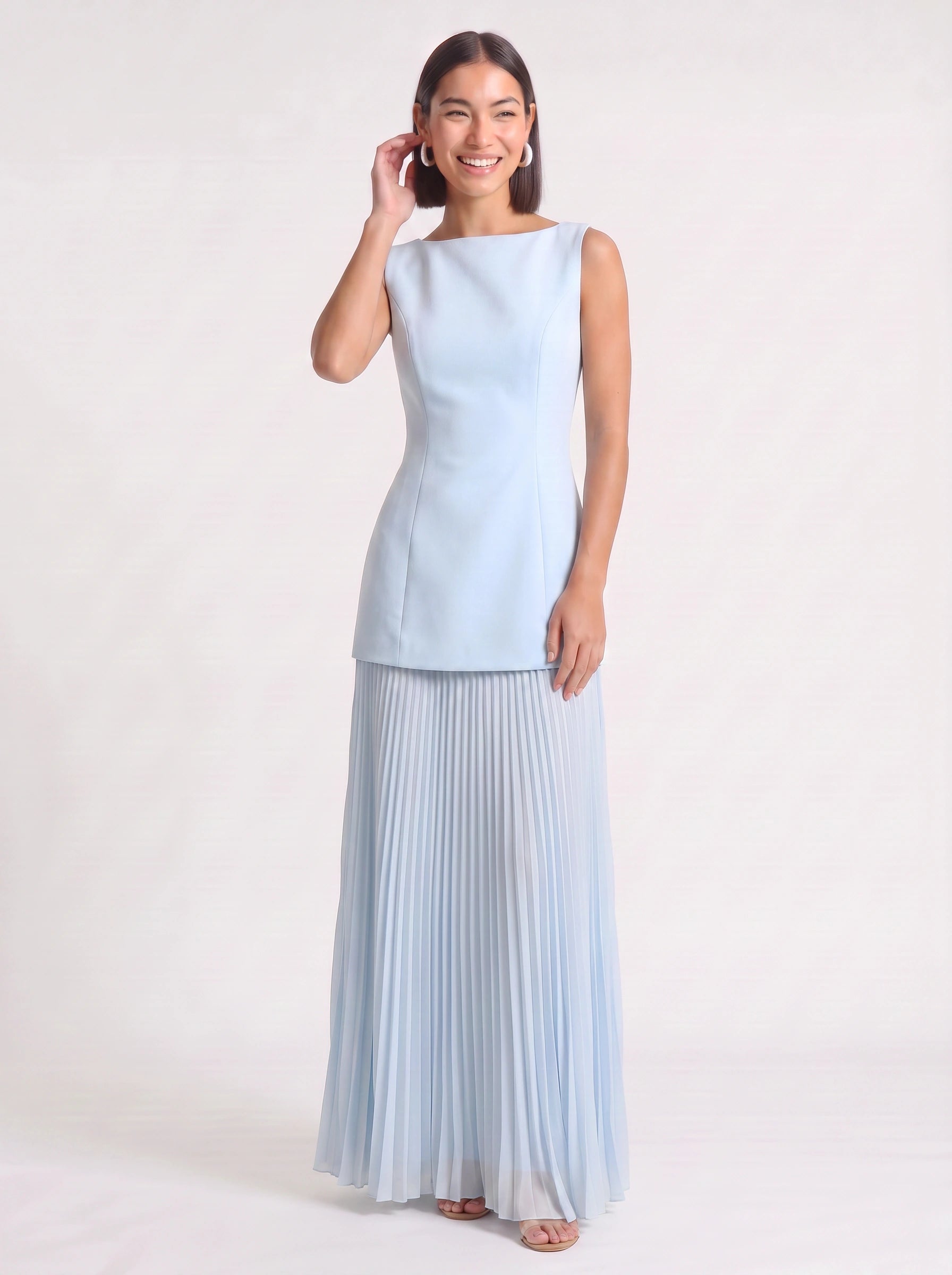 Pletura Sleeveless Pleated Maxi Dress – Formal Wedding Guest Elegant Evening Women Long Maxi Dress