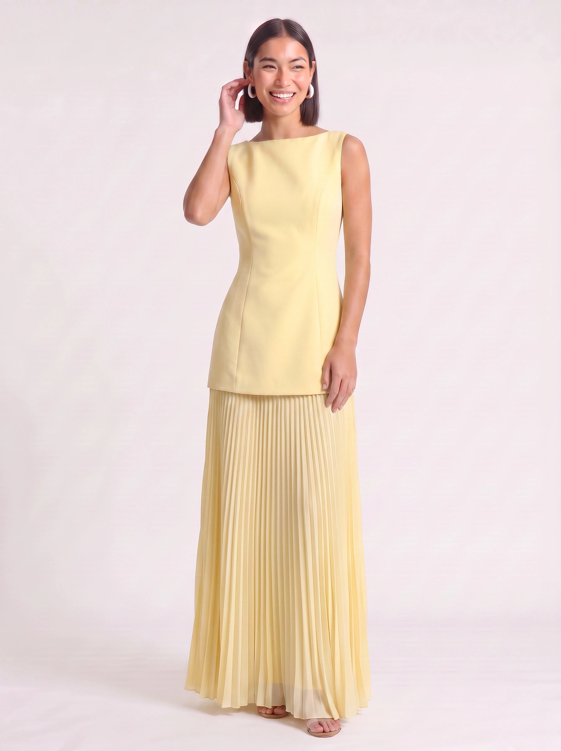 Pletura Sleeveless Pleated Maxi Dress – Formal Wedding Guest Elegant Evening Women Long Maxi Dress