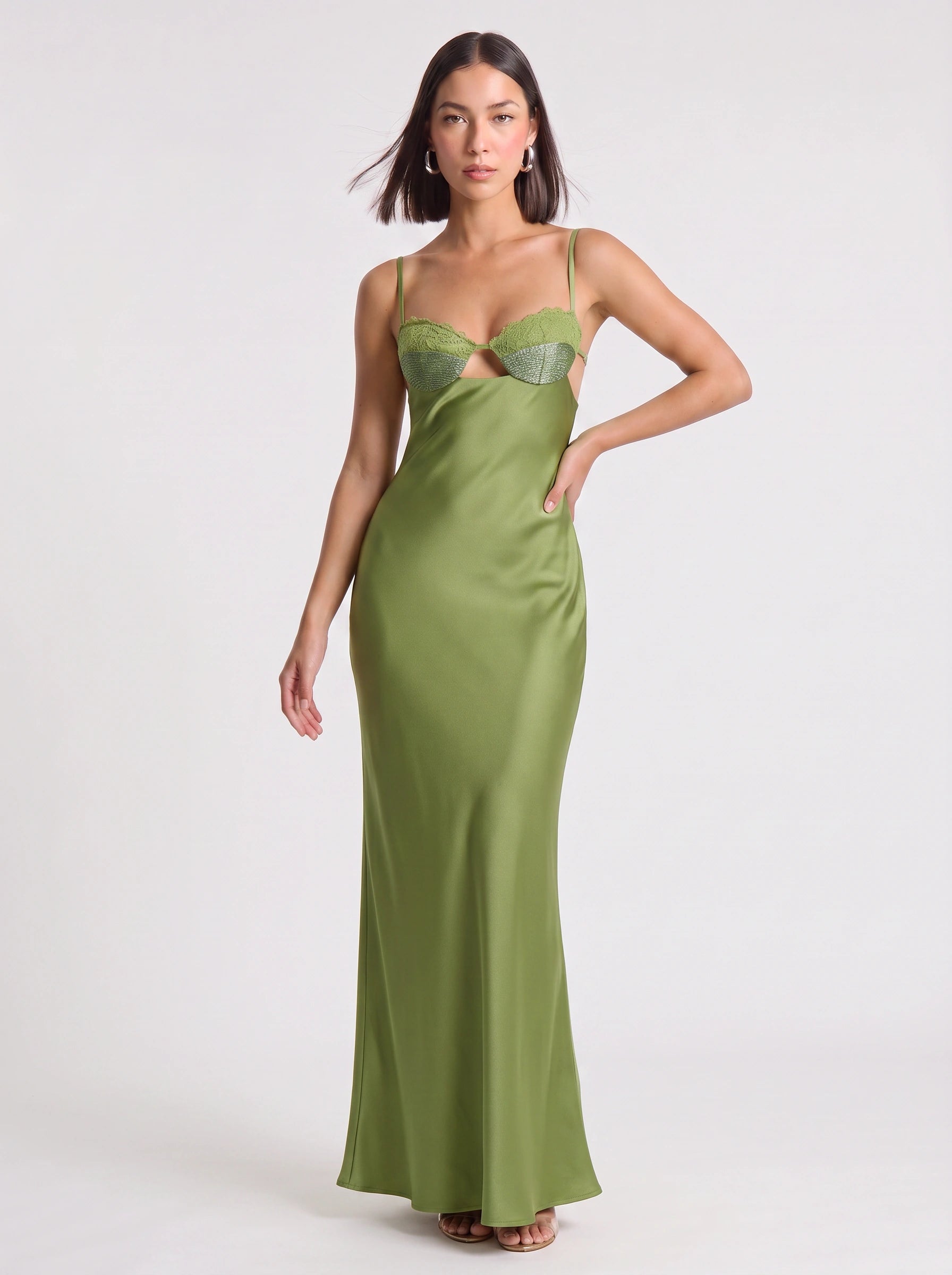 Oliana Satin Bustier Maxi Dress – Women Formal Wedding Guest Evening Party Elegant Slip Maxi Dress