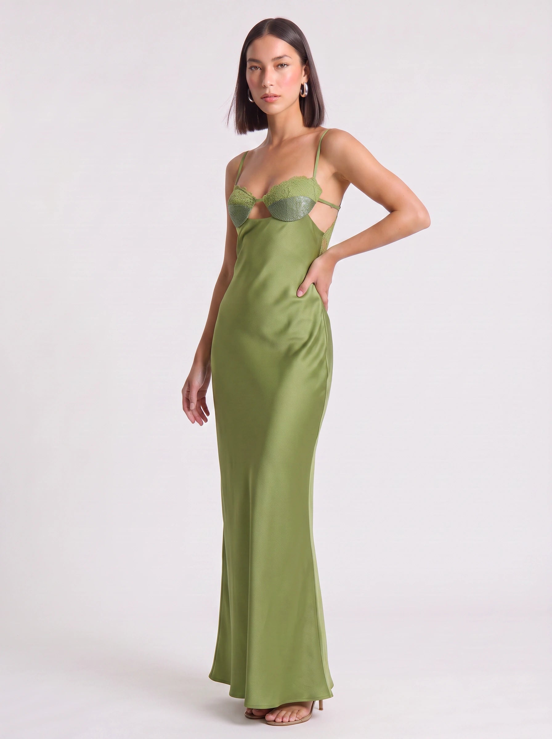 Oliana Satin Bustier Maxi Dress – Women Formal Wedding Guest Evening Party Elegant Slip Maxi Dress