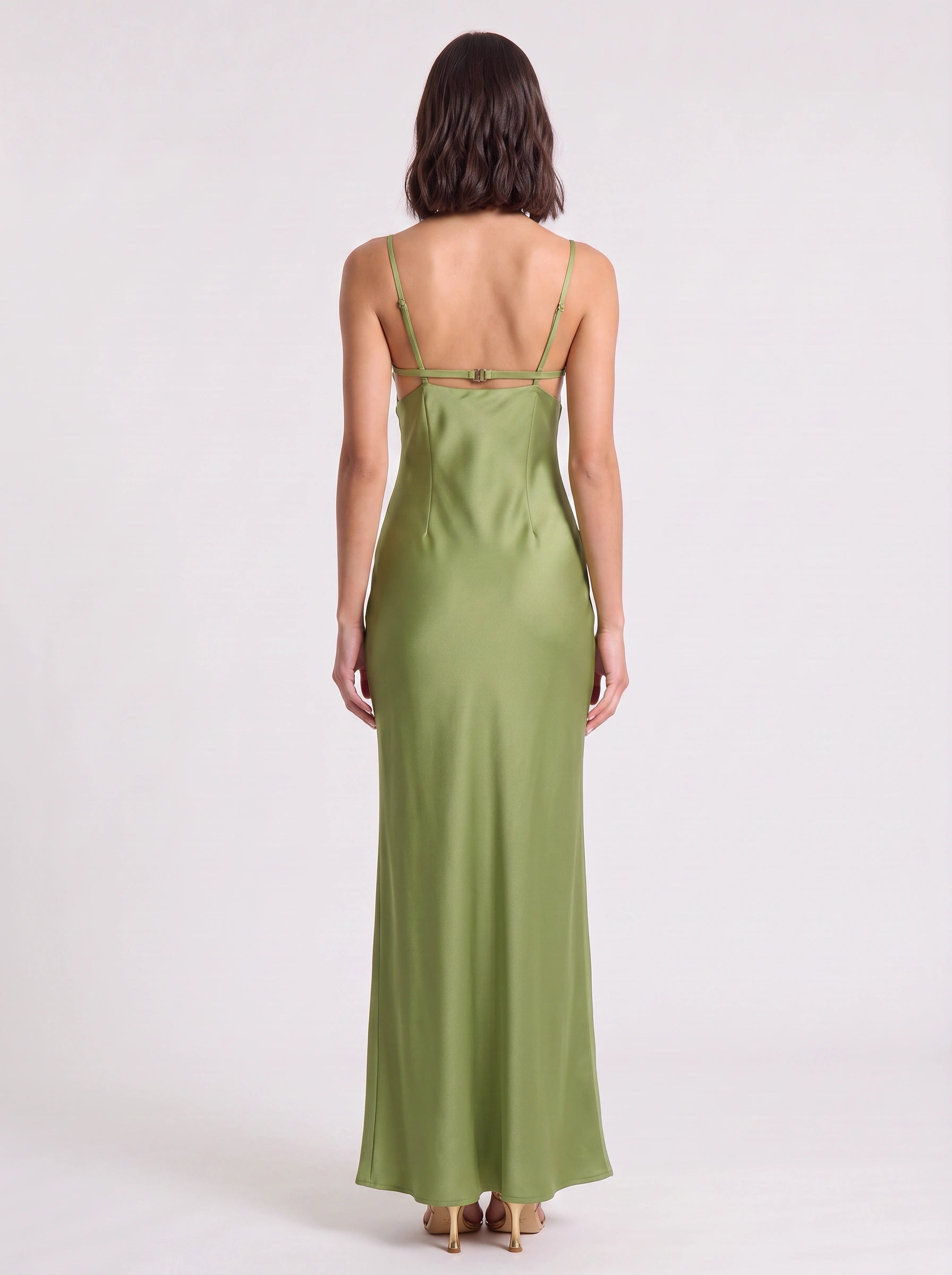 Oliana Satin Bustier Maxi Dress – Women Formal Wedding Guest Evening Party Elegant Slip Maxi Dress