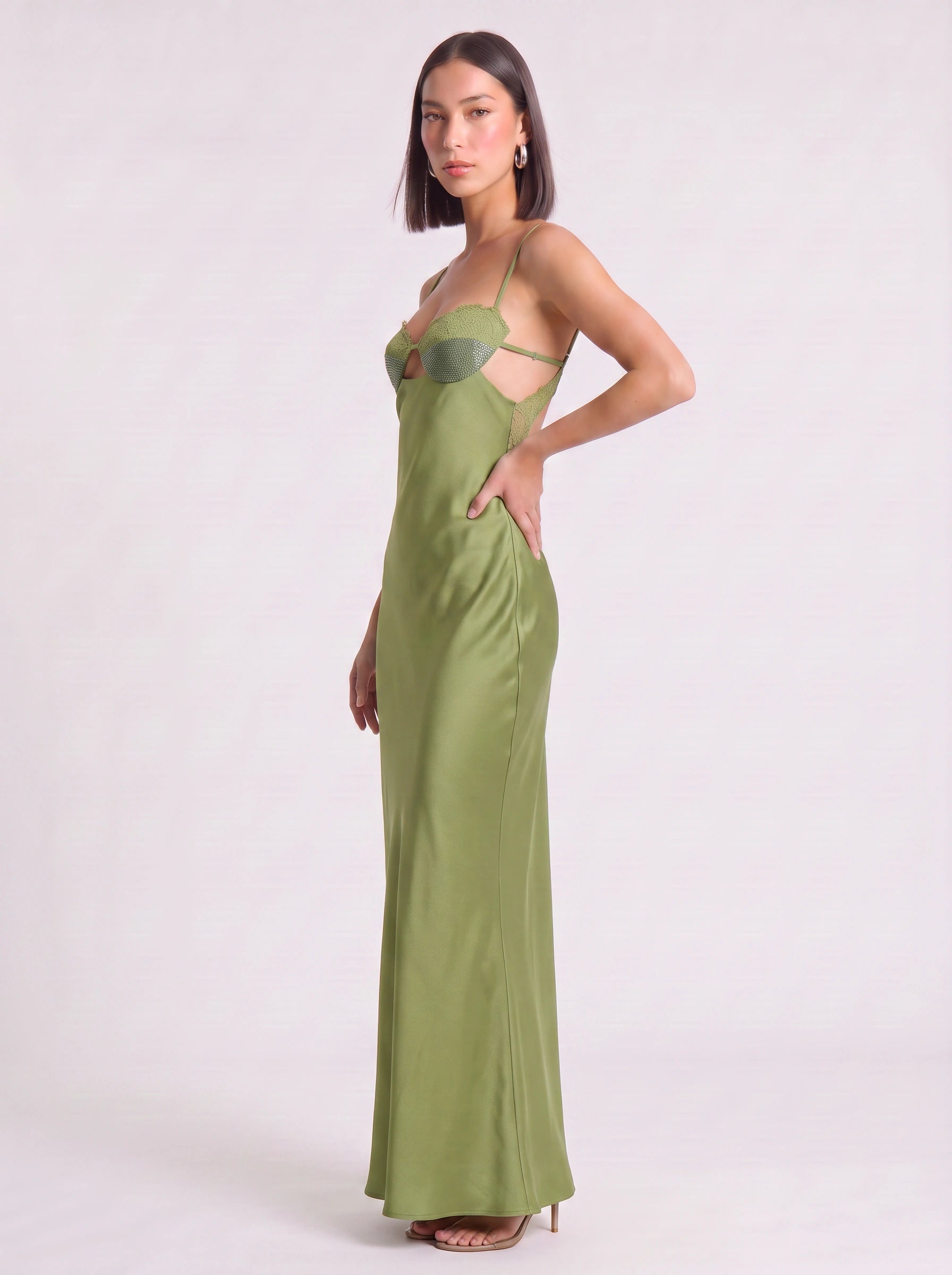 Oliana Satin Bustier Maxi Dress – Women Formal Wedding Guest Evening Party Elegant Slip Maxi Dress
