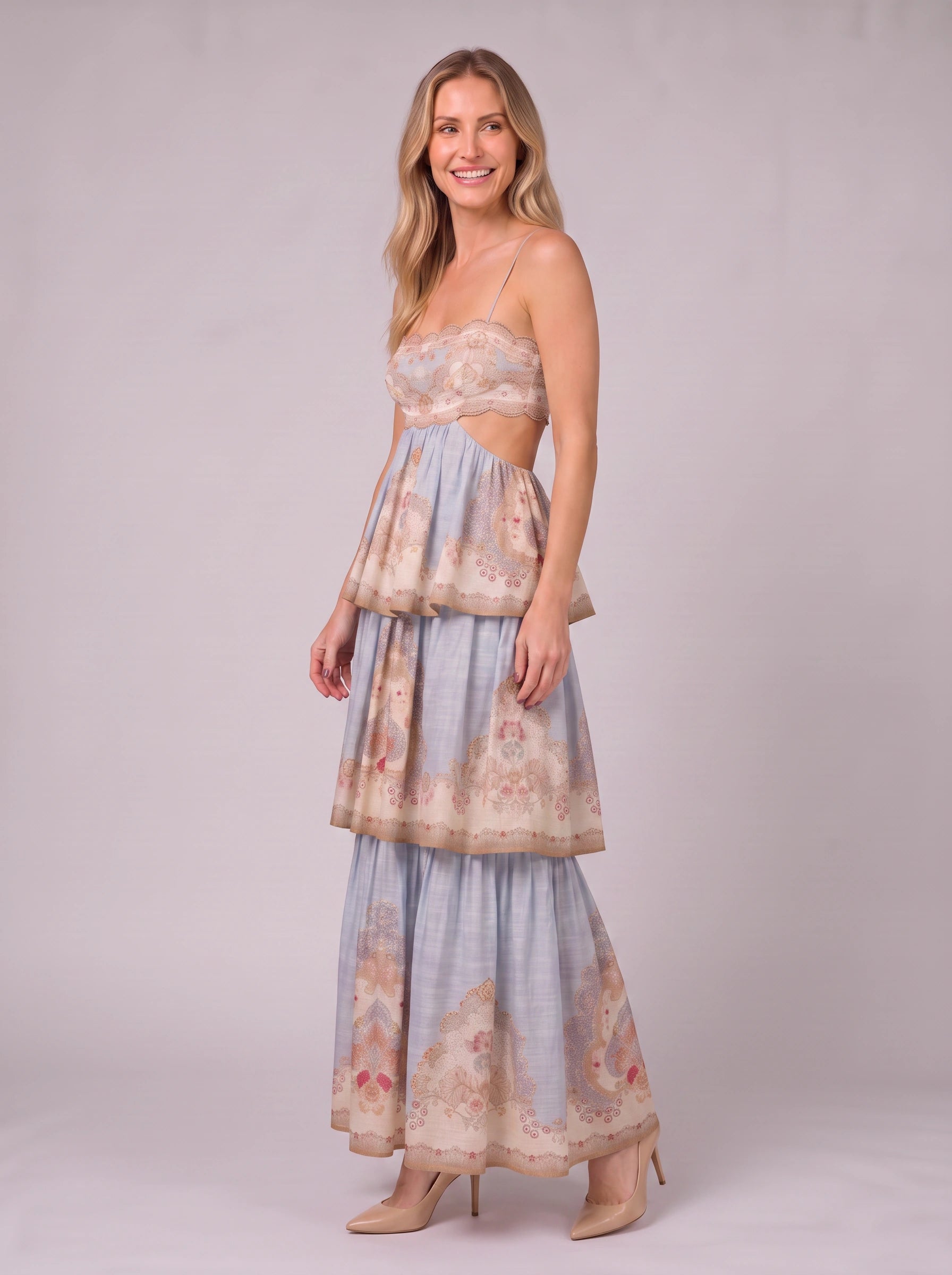 Solea Tiered Cutout Maxi Dress – Summer Dresses Women Formal Cocktail Wedding Guest Boho Sundress Maxi Dress
