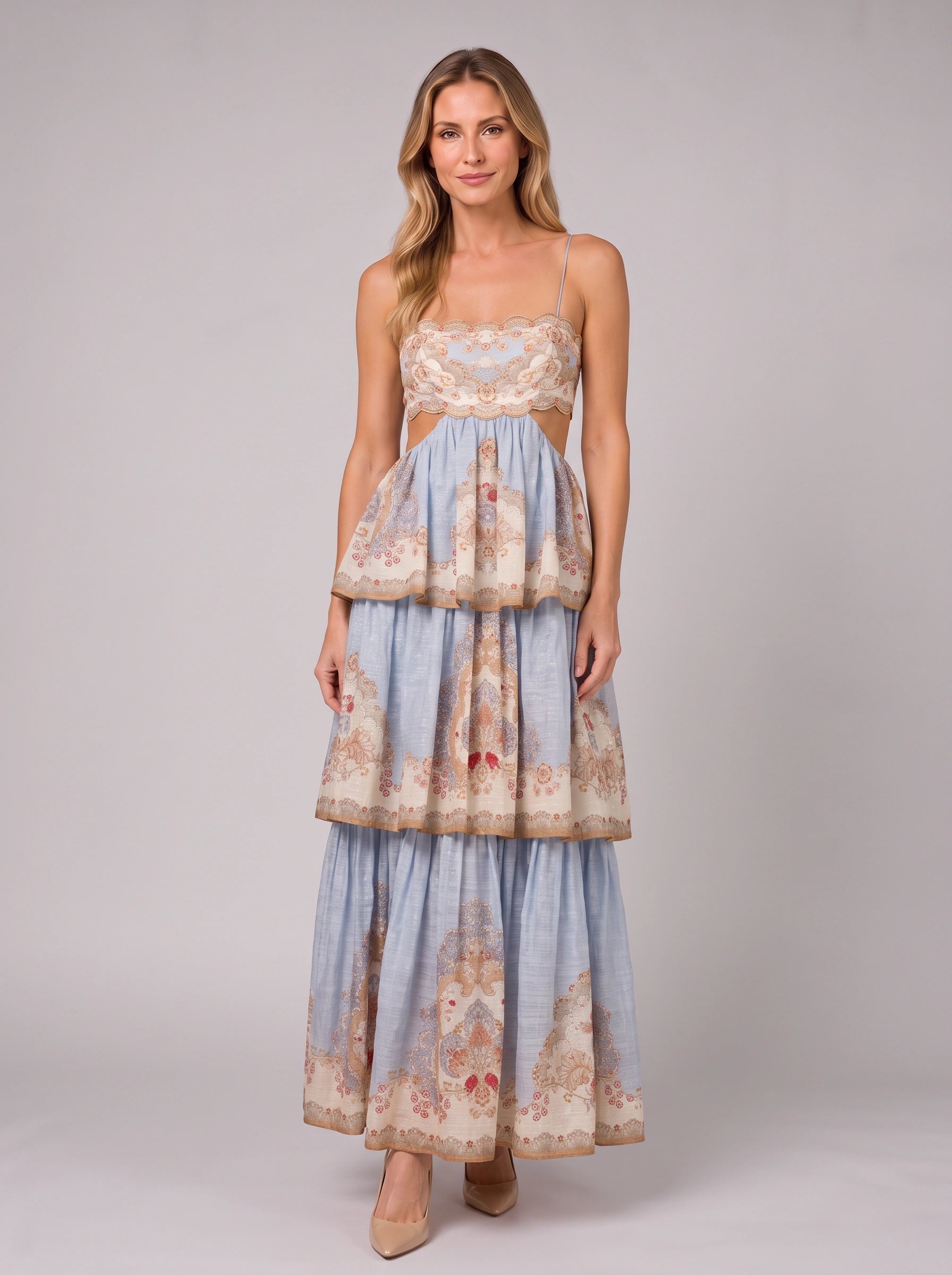Solea Tiered Cutout Maxi Dress – Summer Dresses Women Formal Cocktail Wedding Guest Boho Sundress Maxi Dress