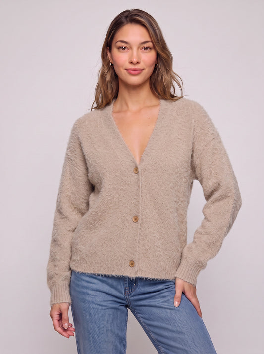 Fuzzio Textured Knit Cardigan – Button Front V-Neck Women Soft Cozy Sweater Summer Lightweight Cardigan
