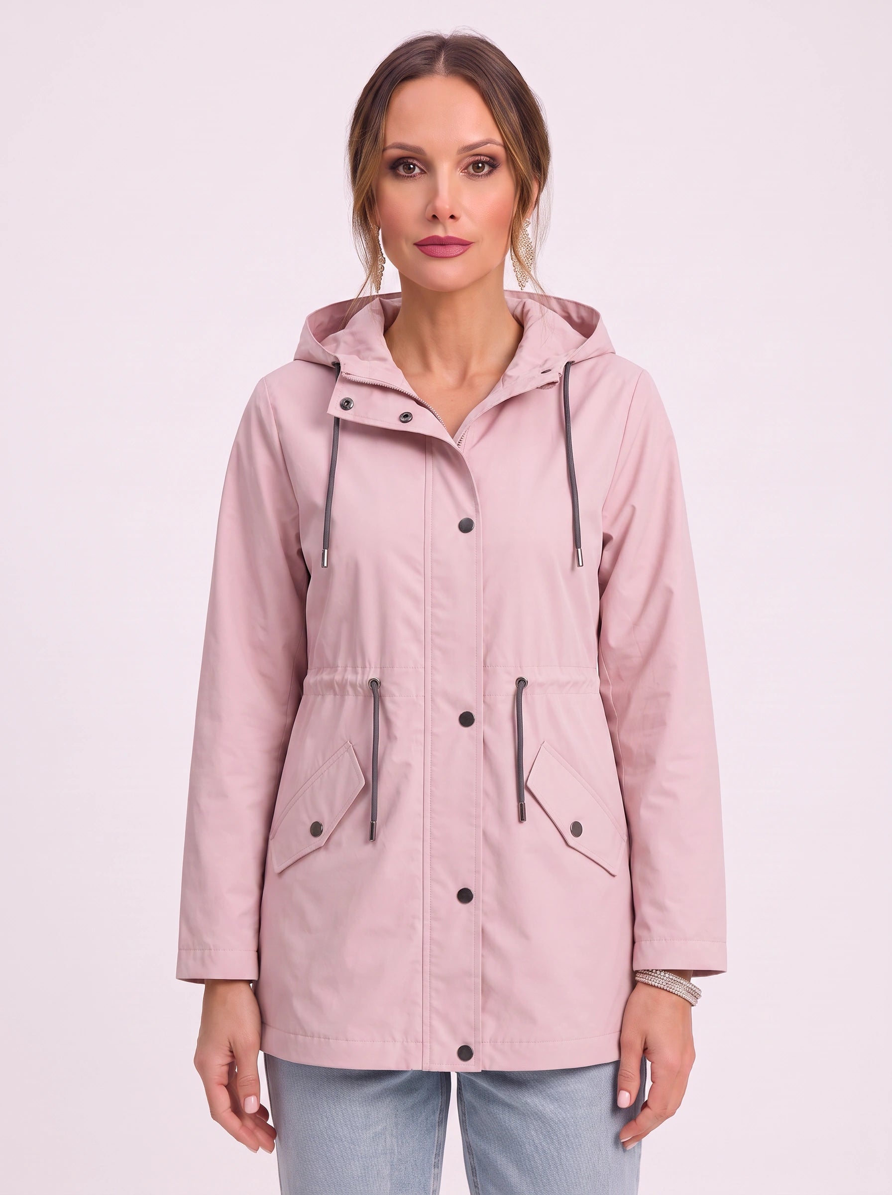 Rosavent Hooded Drawstring Waist Parka Jacket – Women Lightweight Waterproof Rain Coat Summer Outdoor