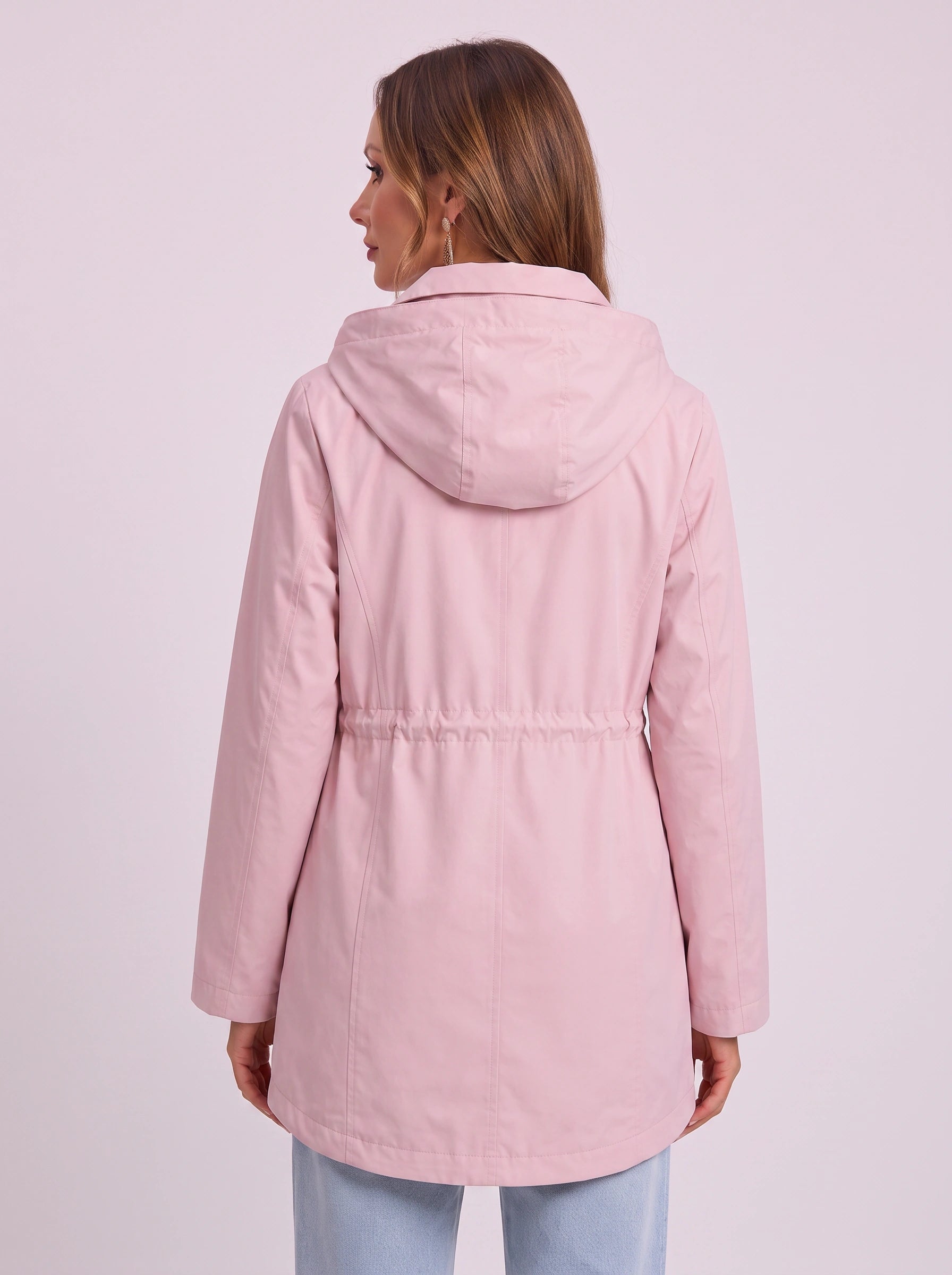 Rosavent Hooded Drawstring Waist Parka Jacket – Women Lightweight Waterproof Rain Coat Summer Outdoor