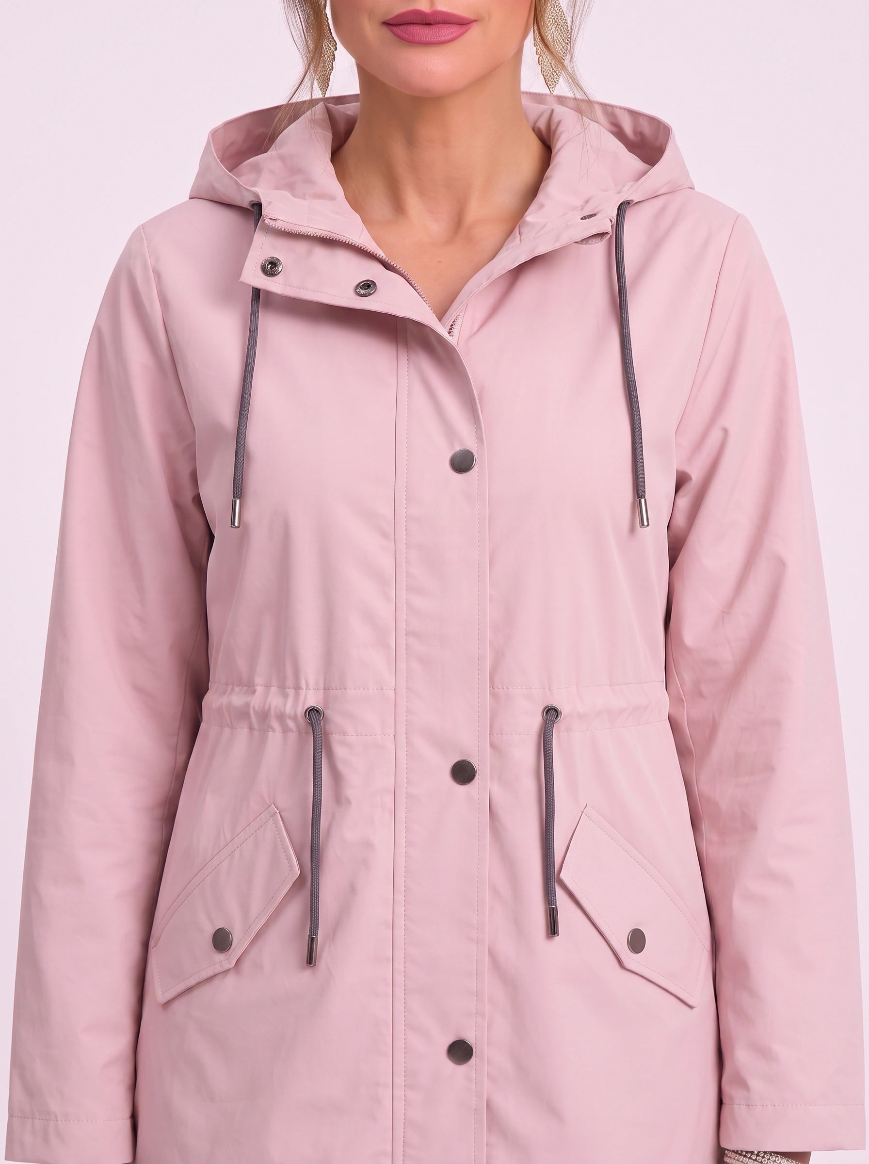 Rosavent Hooded Drawstring Waist Parka Jacket – Women Lightweight Waterproof Rain Coat Summer Outdoor