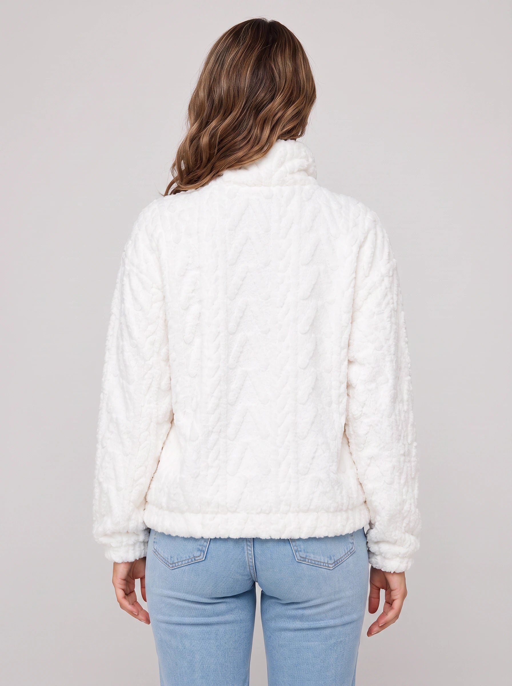 Frostlyn Sherpa Fleece Half-Zip Pullover – Oversized Plush Teddy Fleece Women Casual Loungewear Jacket