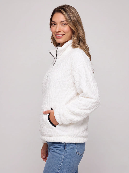 Frostlyn Sherpa Fleece Half-Zip Pullover – Oversized Plush Teddy Fleece Women Casual Loungewear Jacket