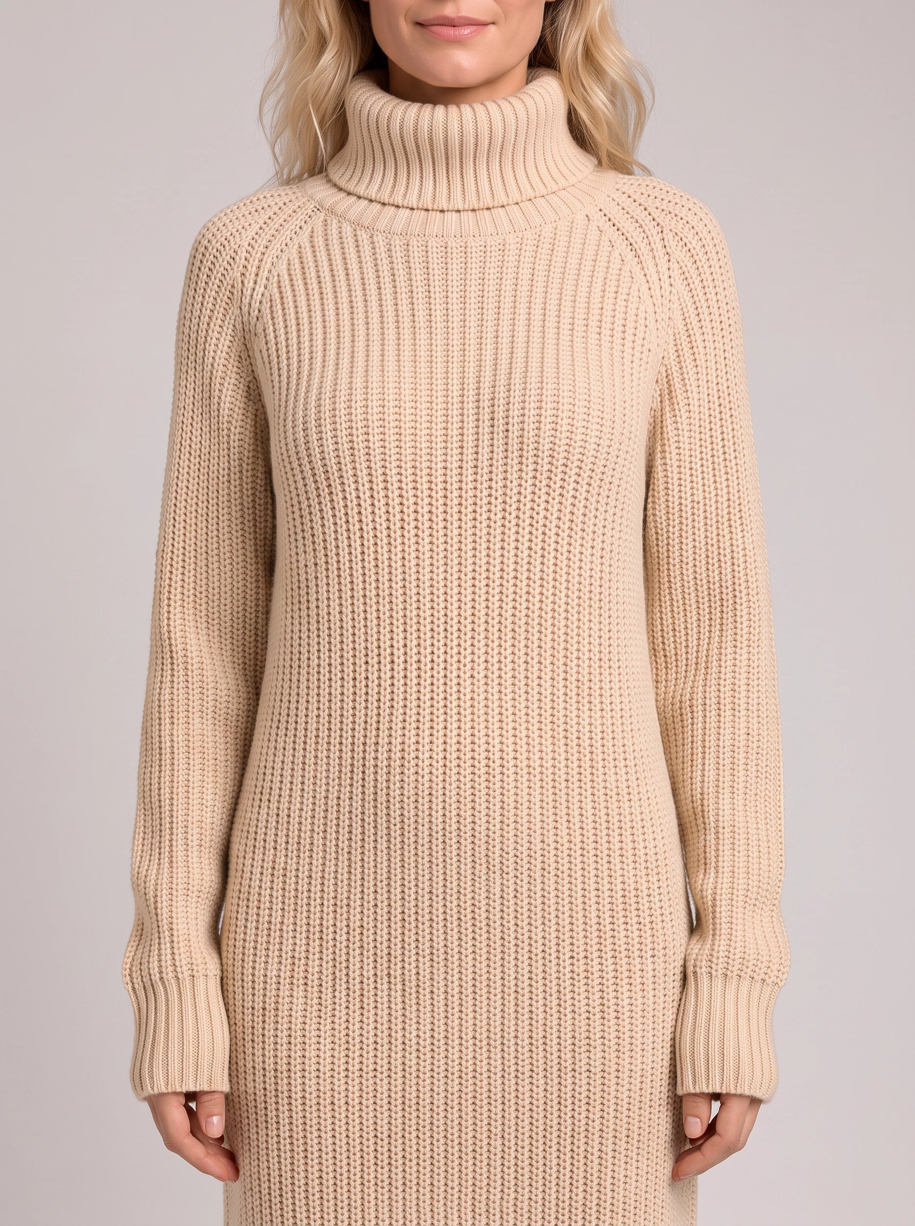 Ridglea Ribbed Turtleneck Midi Dress – Knit Sweater Women Business Casual Bodycon Winter Midi Dress