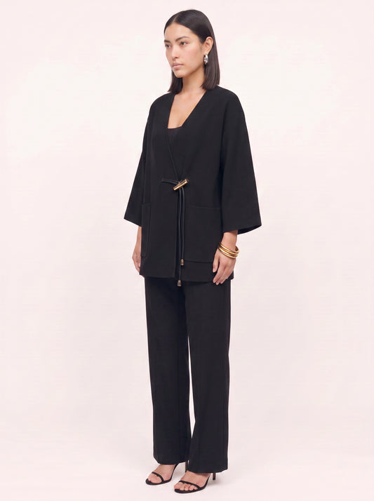 Kordza Kimono Wrap Longline Jacket – Belted Women Winter Casual Oversized Knit Cape Coat Lounge