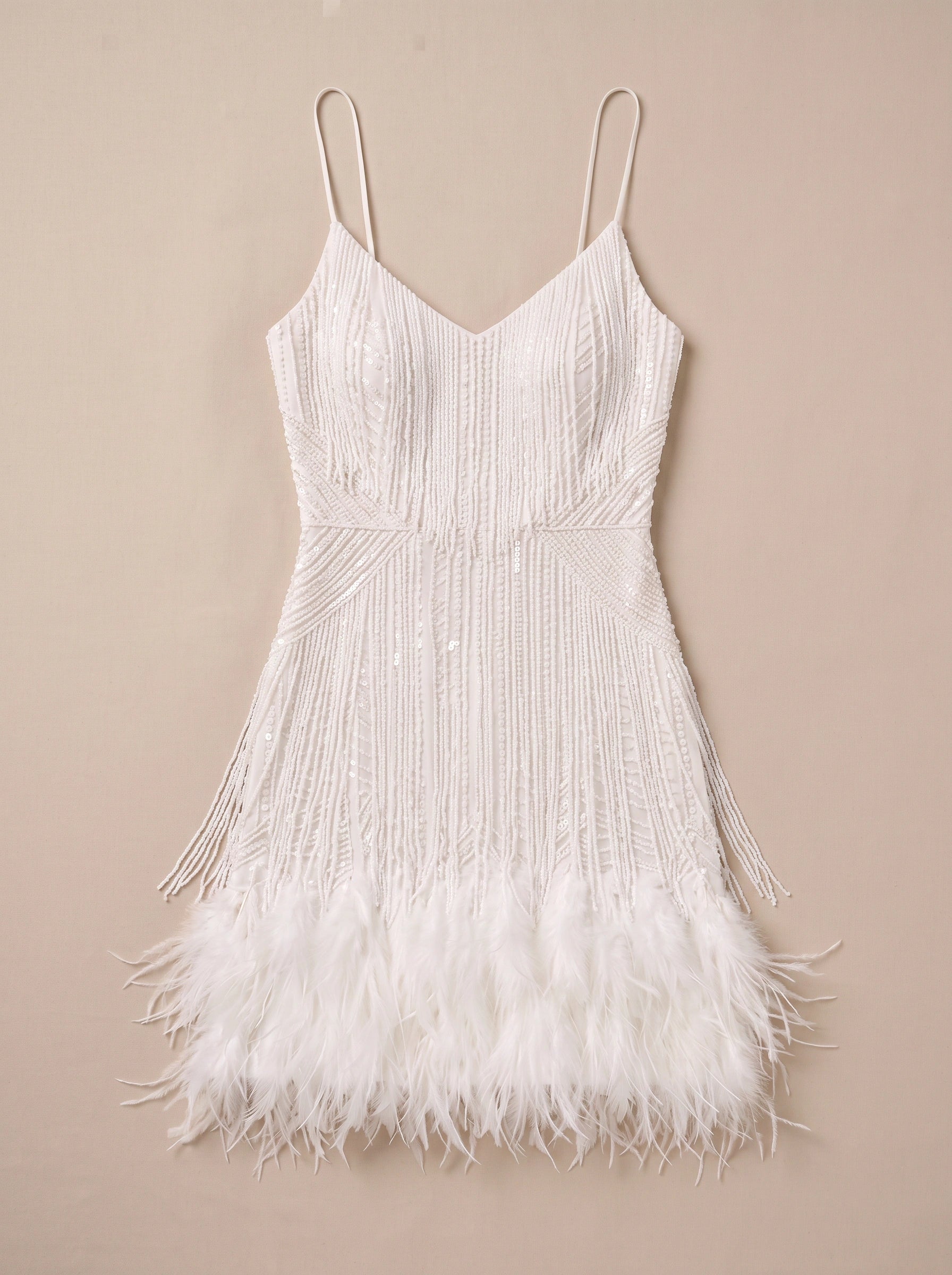 Treviso Sequin Feather Fringe Mini Dress – Women Cocktail Party Formal Wedding Guest Evening Mini Dress
