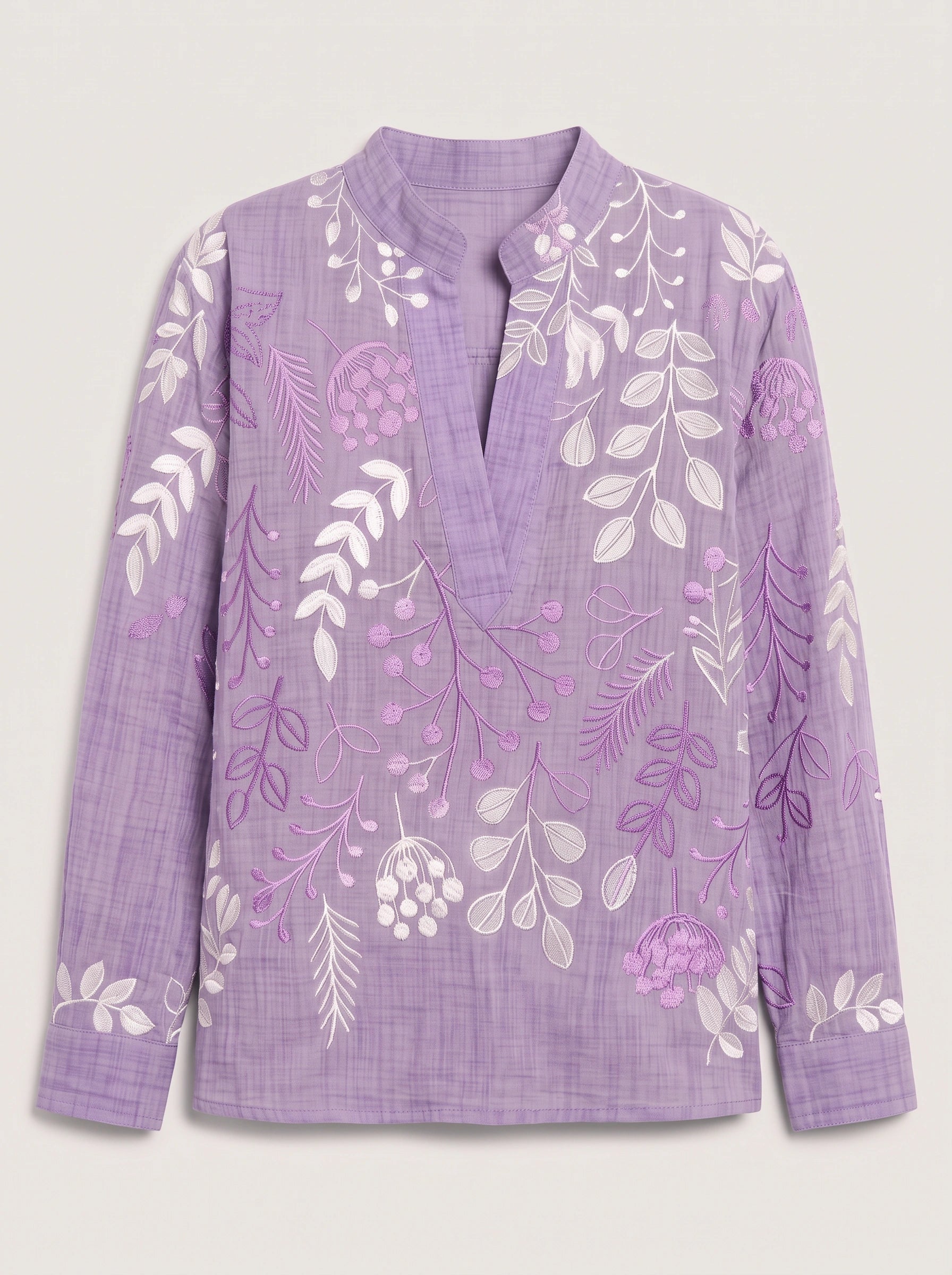 Botanica Embroidered Tunic Blouse – Women Cotton Boho Casual Shirts Tops Floral Embroidery Longline Blouse