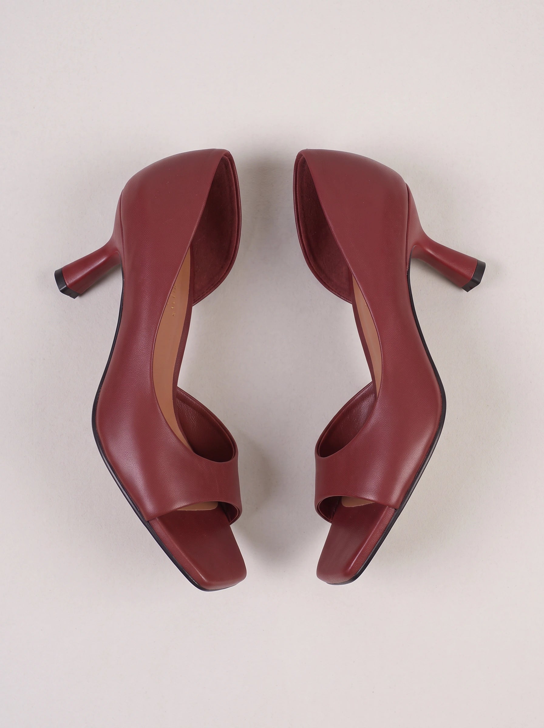Toreva Square-Toe Kitten Heels – Women Designer Cut-Out Peep-Toe Luxury High Heels