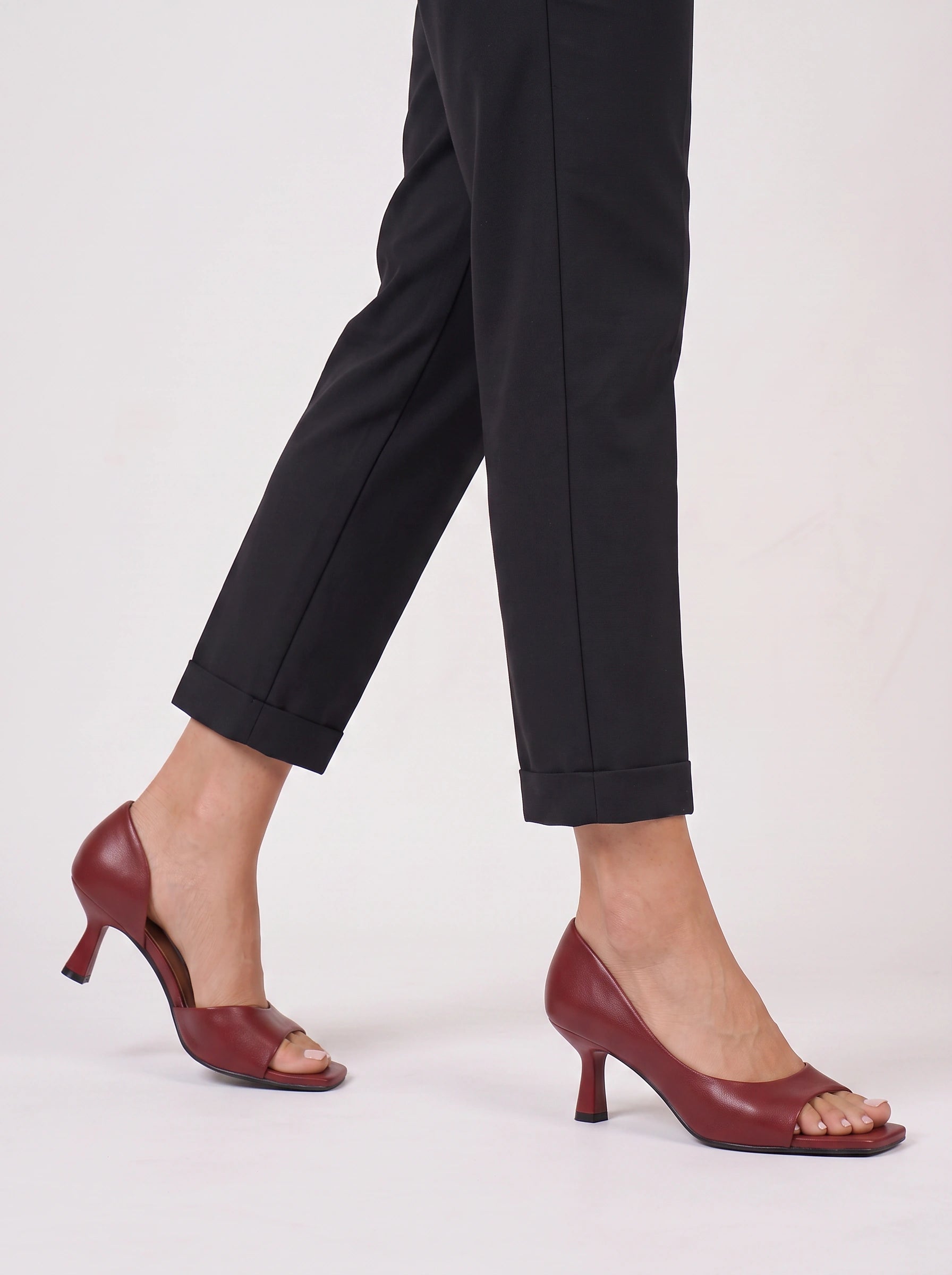 Toreva Square-Toe Kitten Heels – Women Designer Cut-Out Peep-Toe Luxury High Heels