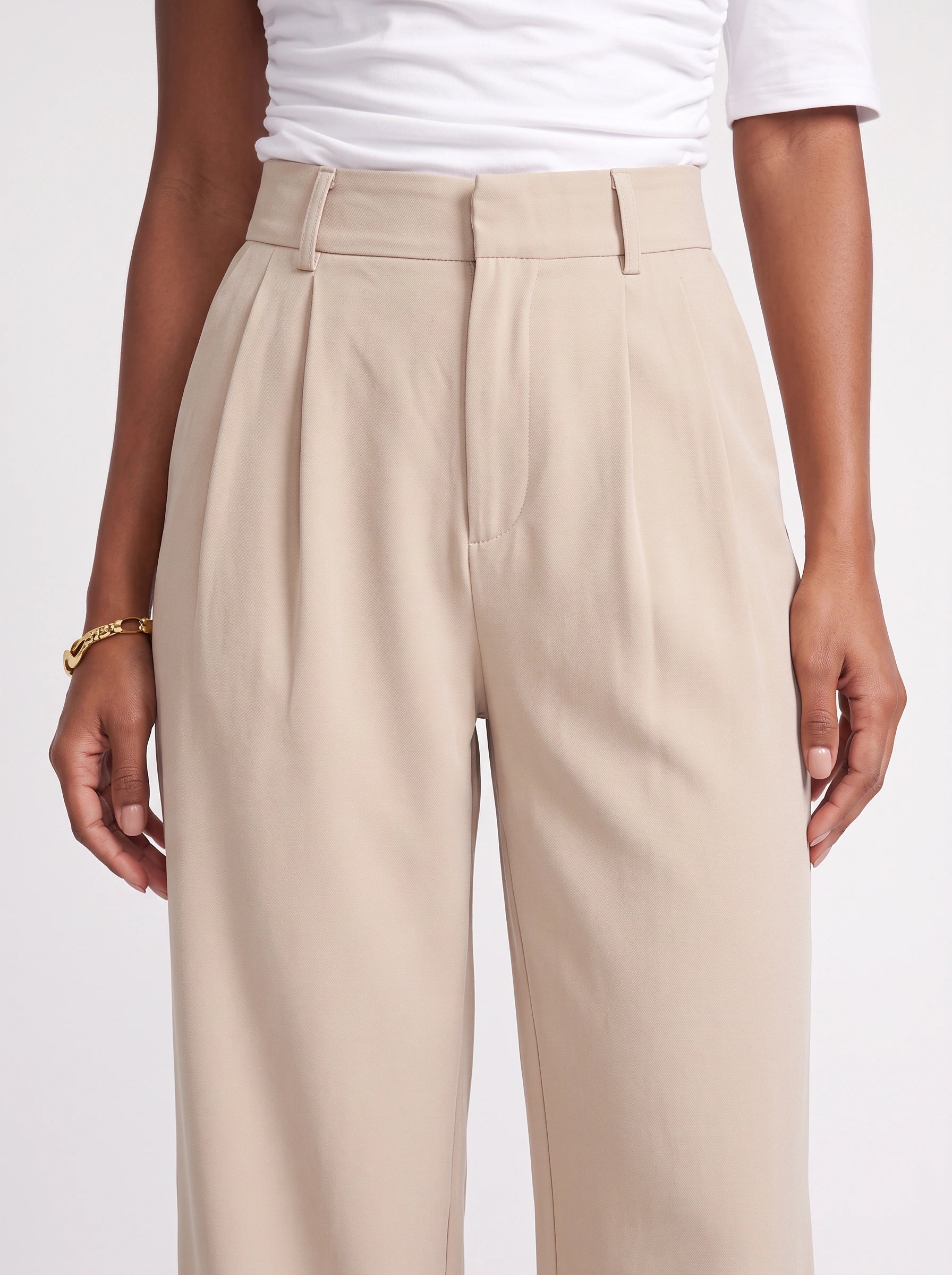 Pliesse High-Waist Wide-Leg Pants – Women Tailored Pleated Trousers Office Smart Casual Winter Pants