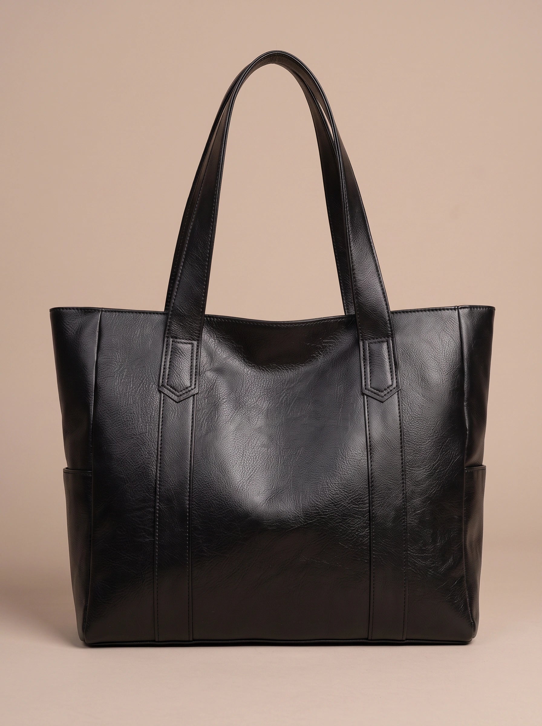 Wrenford Side Pocket Tote – Leather Tote Bag Women Work Handbag Everyday Structured Shoulder Tote