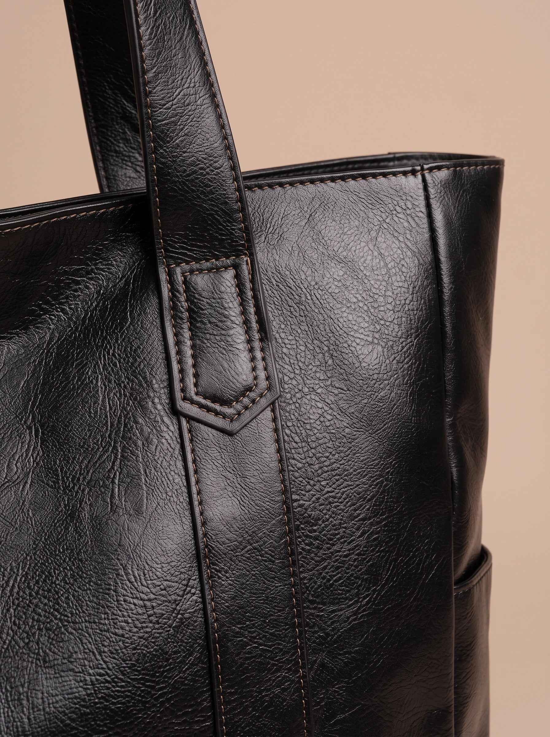 Wrenford Side Pocket Tote – Leather Tote Bag Women Work Handbag Everyday Structured Shoulder Tote