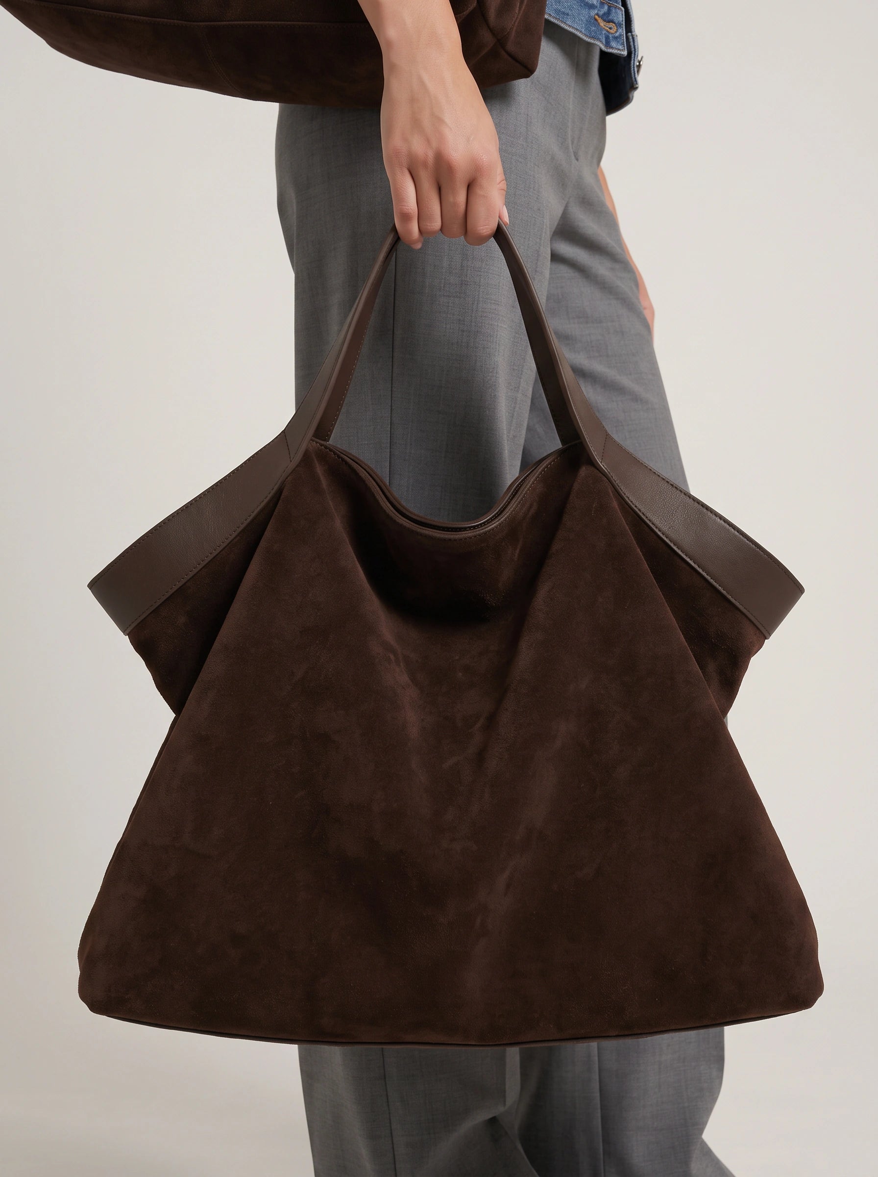 Valloraine Suede Triangle Tote Bag – Women Luxury Handbags Slouchy Shoulder Hobo Purse