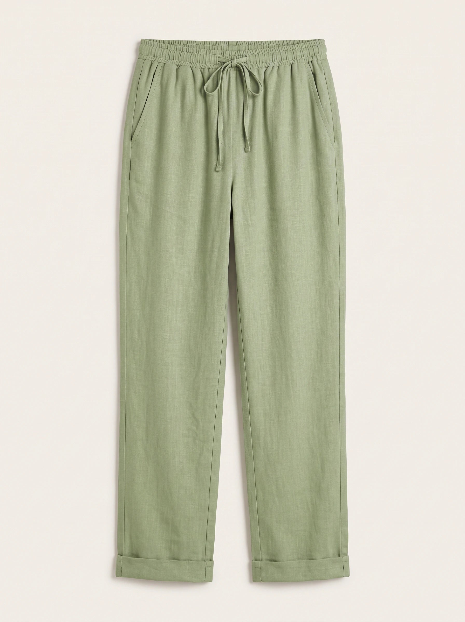 Linaire Drawstring Linen Pants – Women Summer Casual Straight Leg High Waist Linen Drawstring Pants
