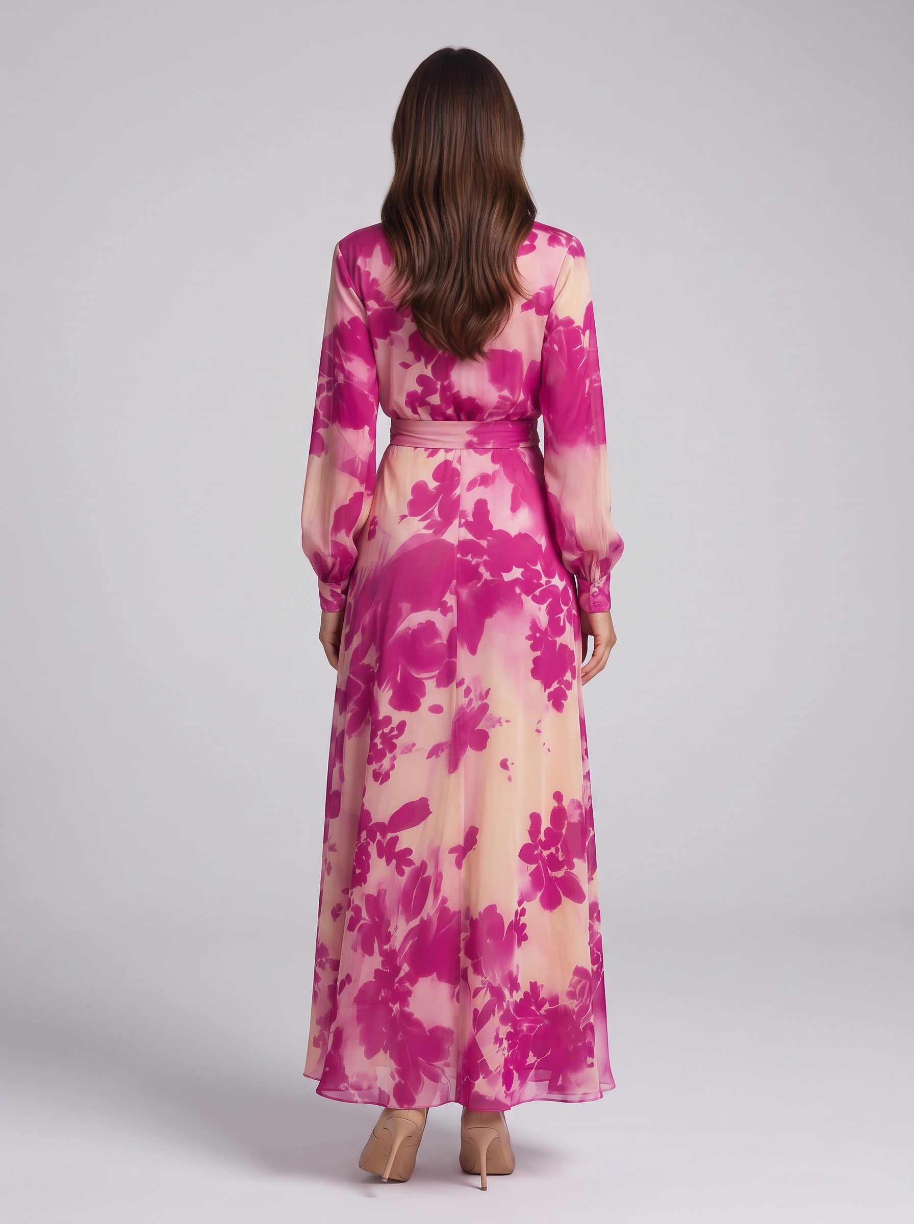 Florave Floral Wrap Maxi Dress – Long Sleeve Plunge Neck Women Formal Wedding Guest Summer Evening Maxi Dress