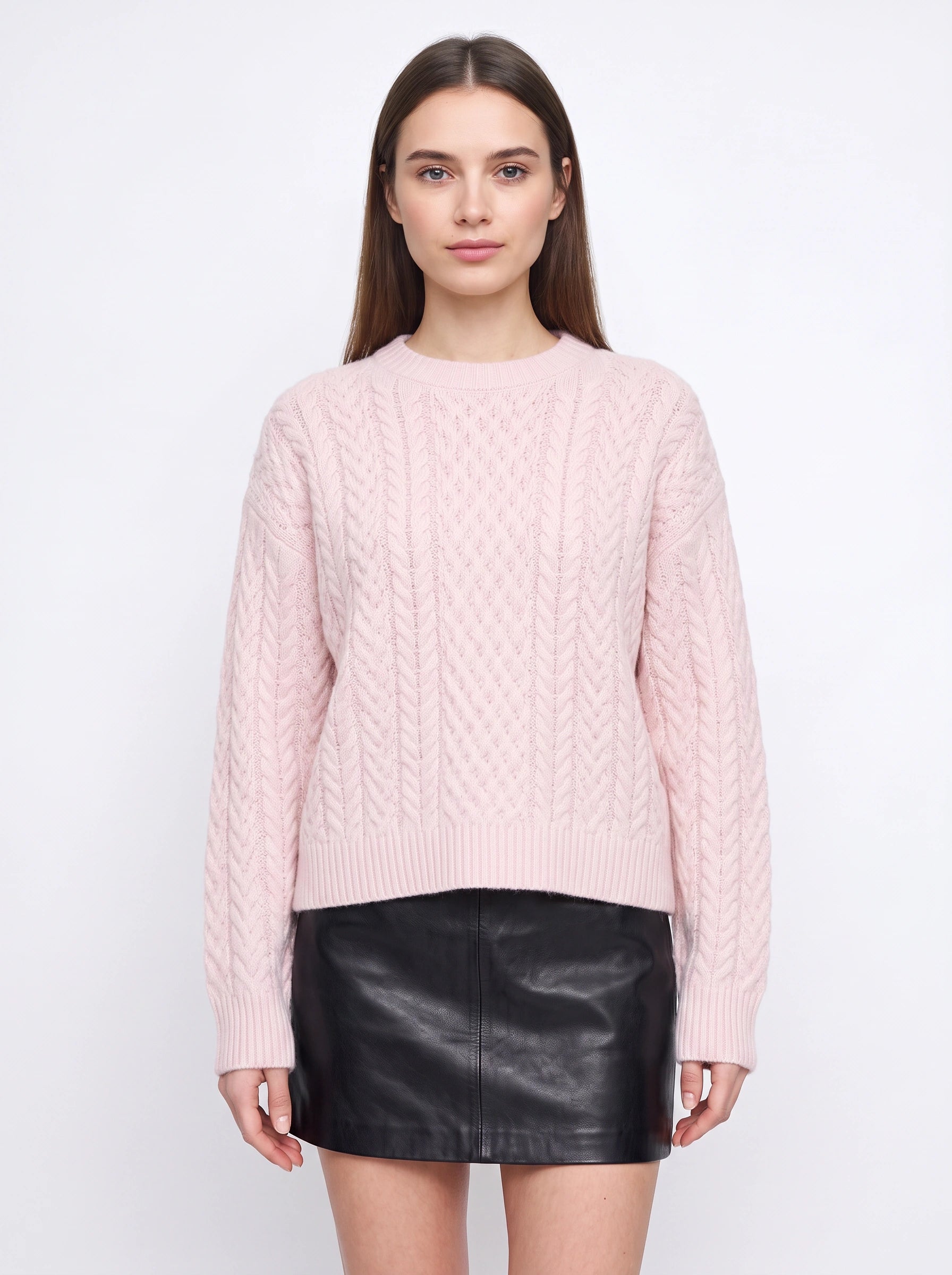 Tresslyn Cable Knit Crew Neck Sweater – Cable Knit Sweater Women Oversized Chunky Pullover Casual