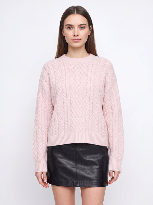 Tresslyn Cable Knit Crew Neck Sweater – Cable Knit Sweater Women Oversized Chunky Pullover Casual