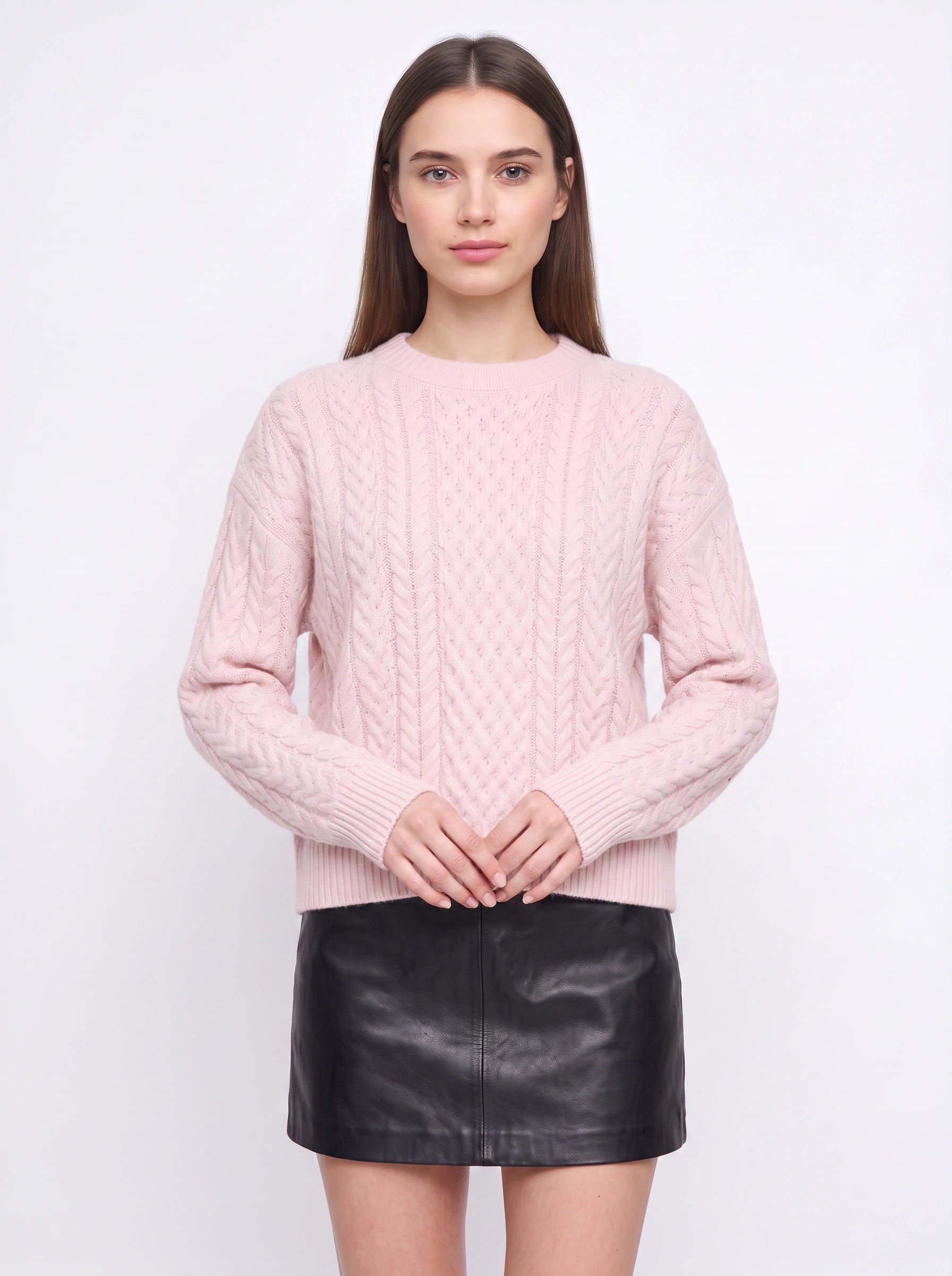 Tresslyn Cable Knit Crew Neck Sweater – Cable Knit Sweater Women Oversized Chunky Pullover Casual
