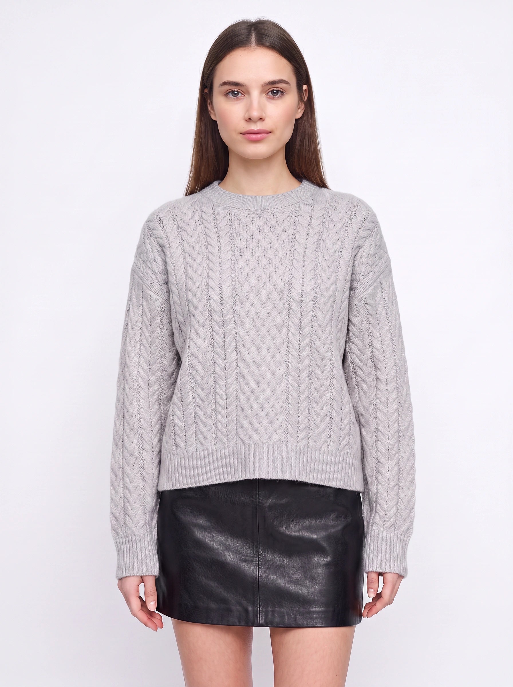 Tresslyn Cable Knit Crew Neck Sweater – Cable Knit Sweater Women Oversized Chunky Pullover Casual