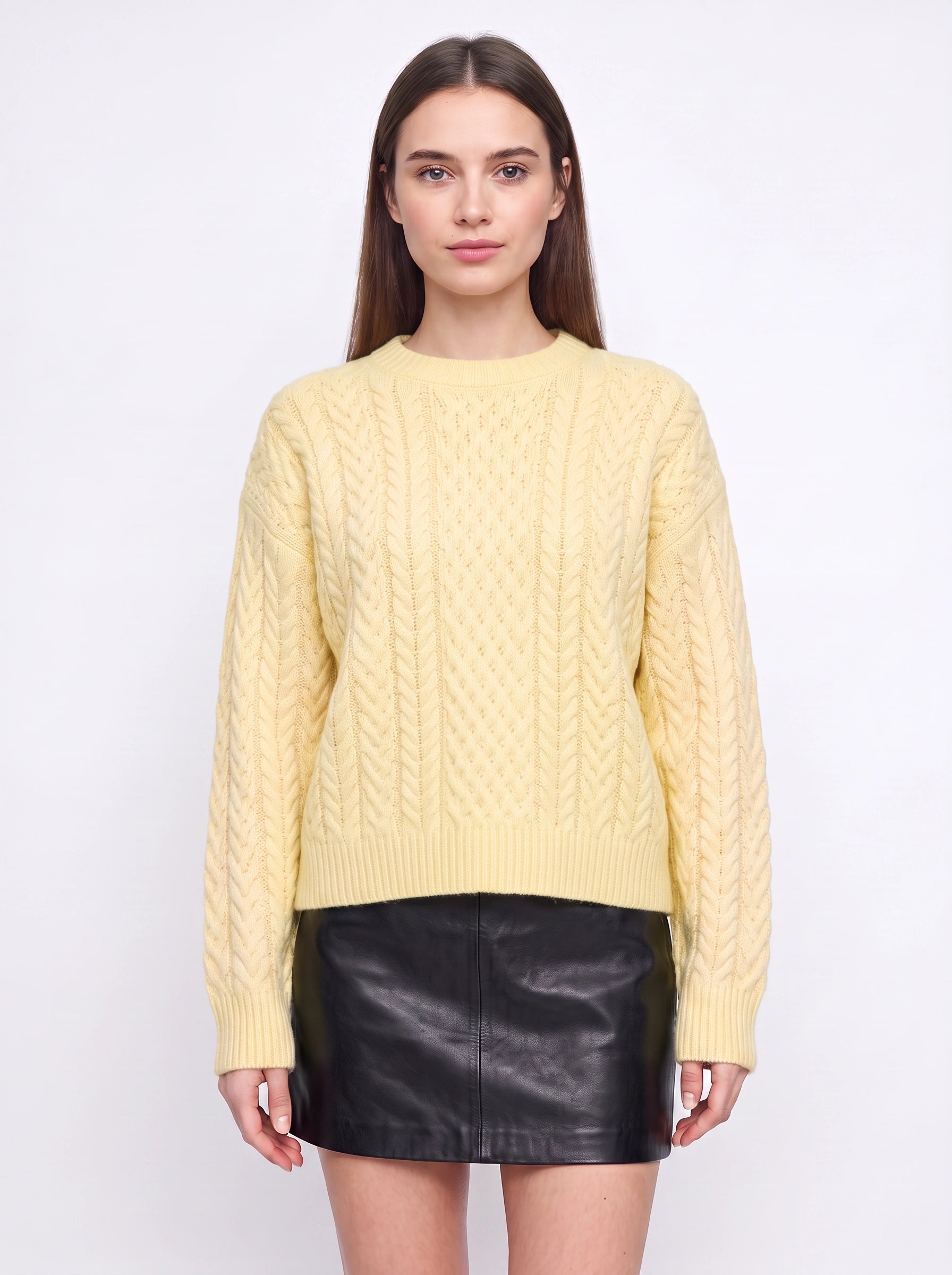 Tresslyn Cable Knit Crew Neck Sweater – Cable Knit Sweater Women Oversized Chunky Pullover Casual