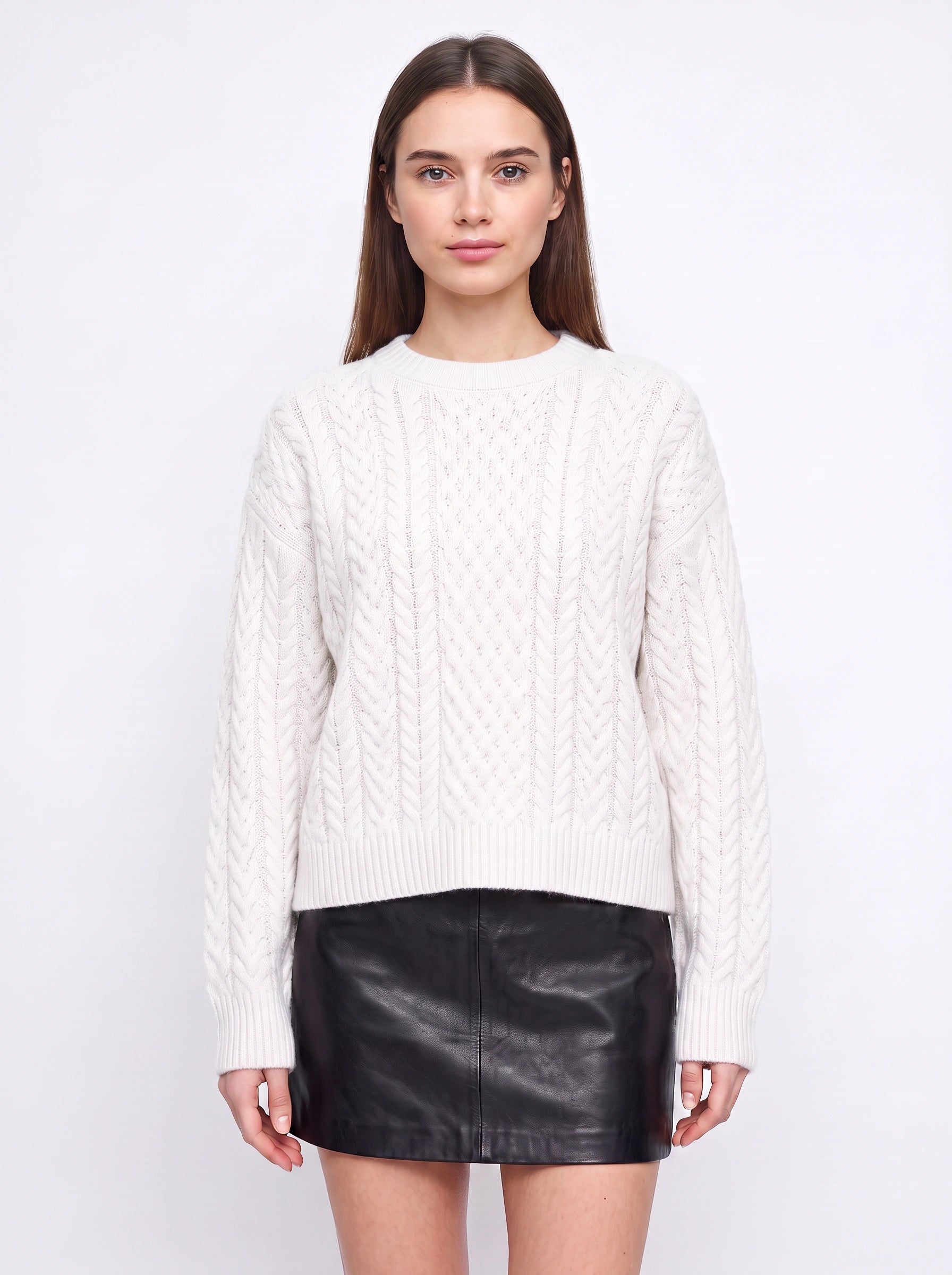 Tresslyn Cable Knit Crew Neck Sweater – Cable Knit Sweater Women Oversized Chunky Pullover Casual