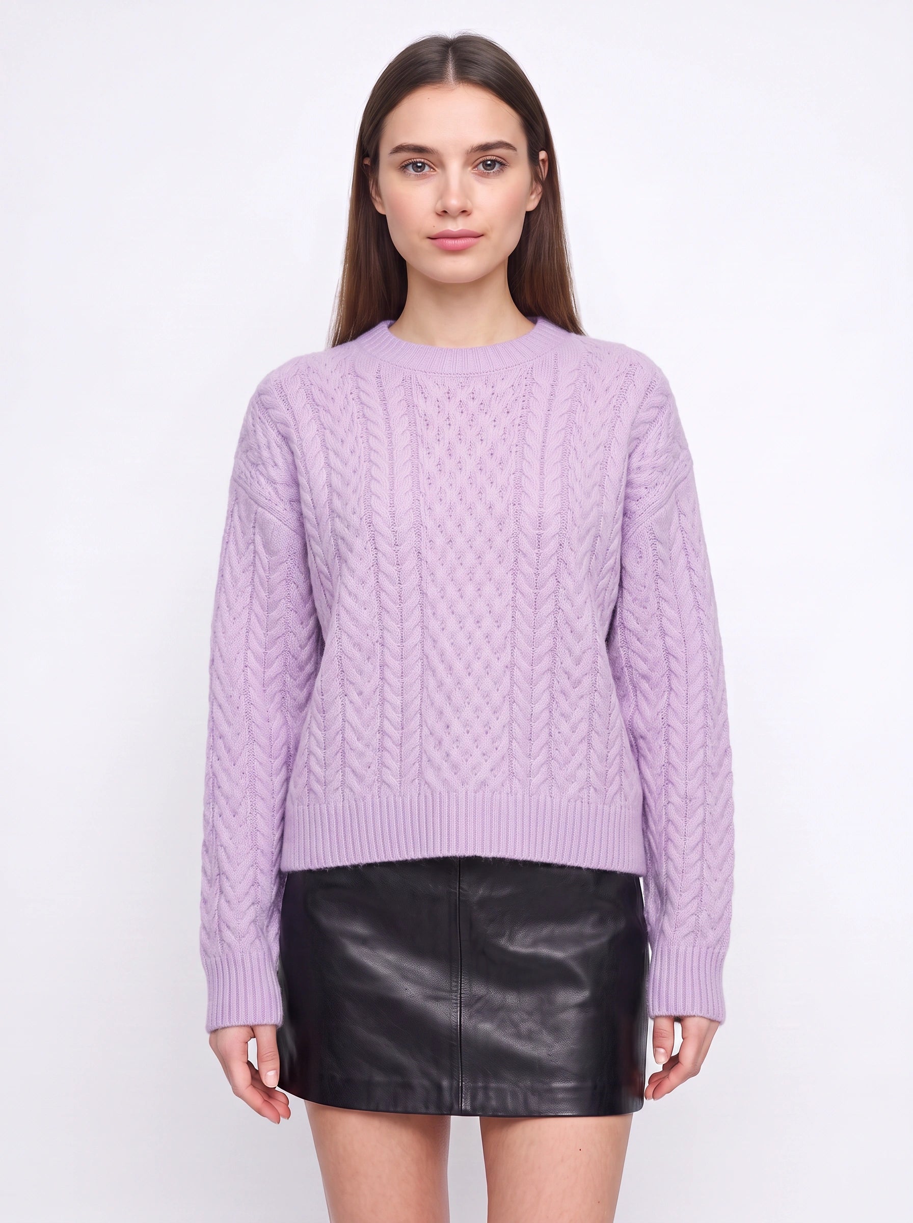 Tresslyn Cable Knit Crew Neck Sweater – Cable Knit Sweater Women Oversized Chunky Pullover Casual