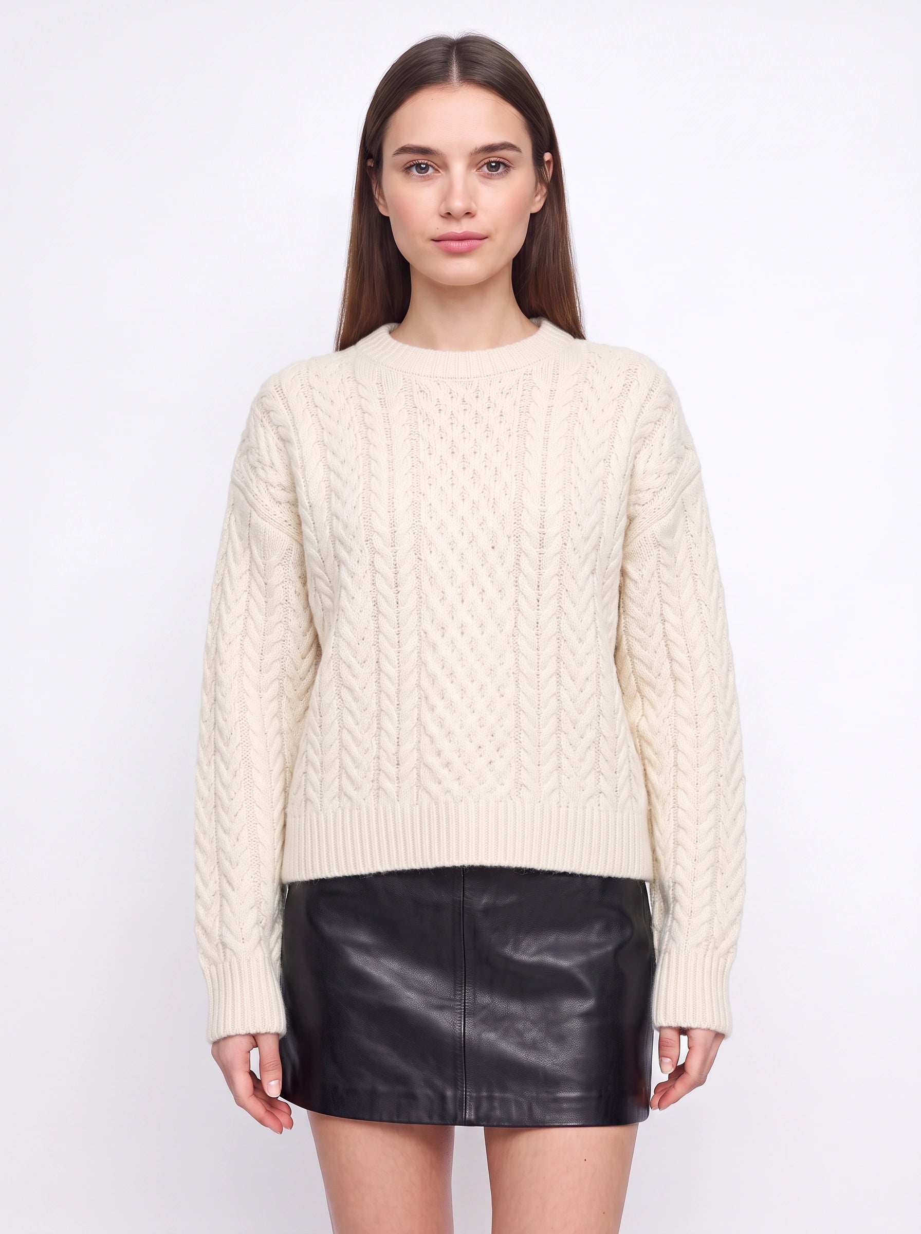 Tresslyn Cable Knit Crew Neck Sweater – Cable Knit Sweater Women Oversized Chunky Pullover Casual